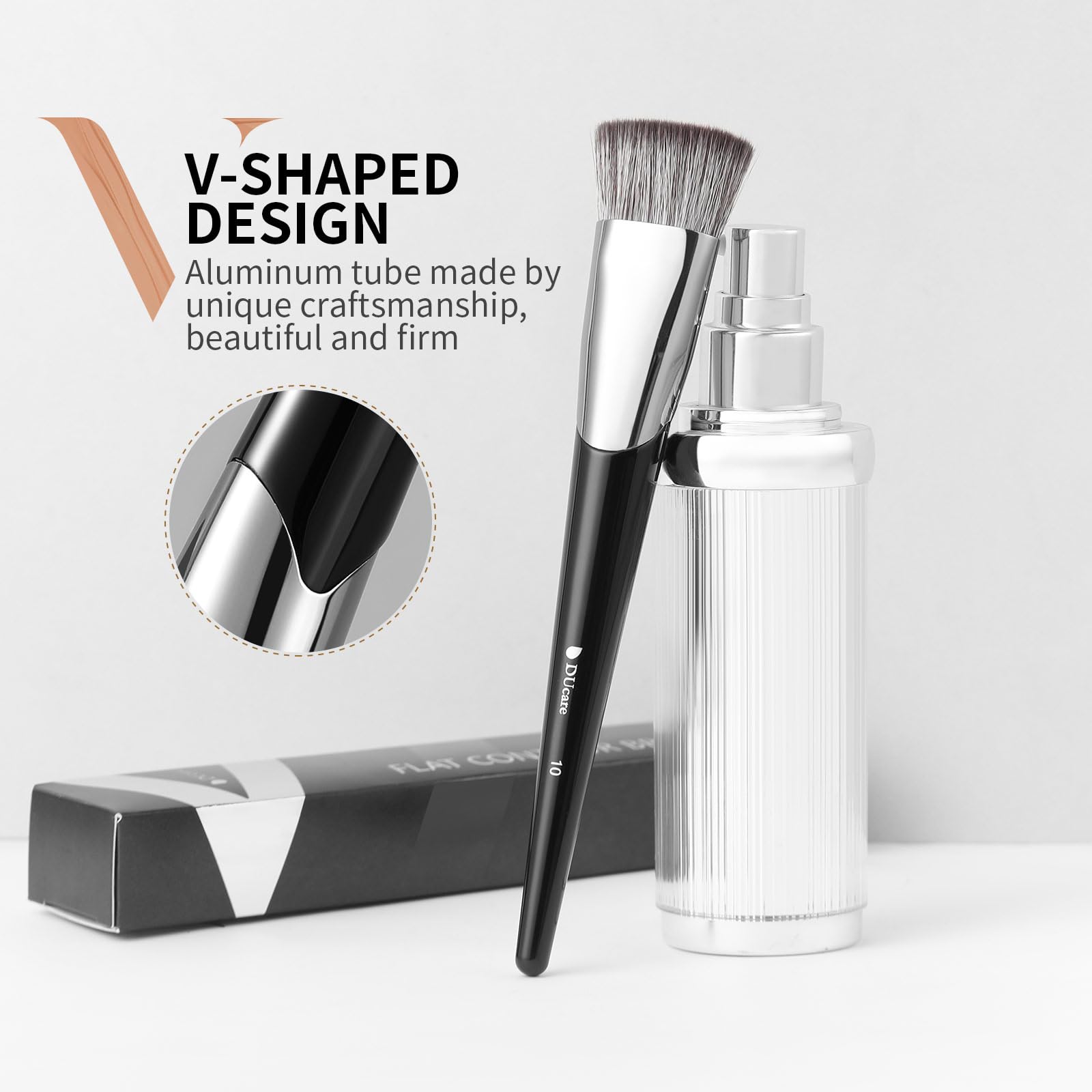 Ducare Foundation Brush,Contour Bronzer Self Tanner Brush Makeup Brush For Liquid Makeup Flat Top Professional Buffing Blending