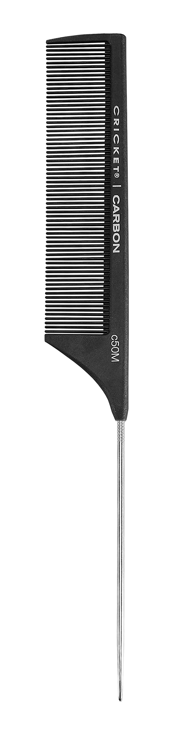 Carbon Comb Seamless Fine Tooth Pattern Metal Rattail - C50M By Cricket For Unisex - 1 Pc Comb