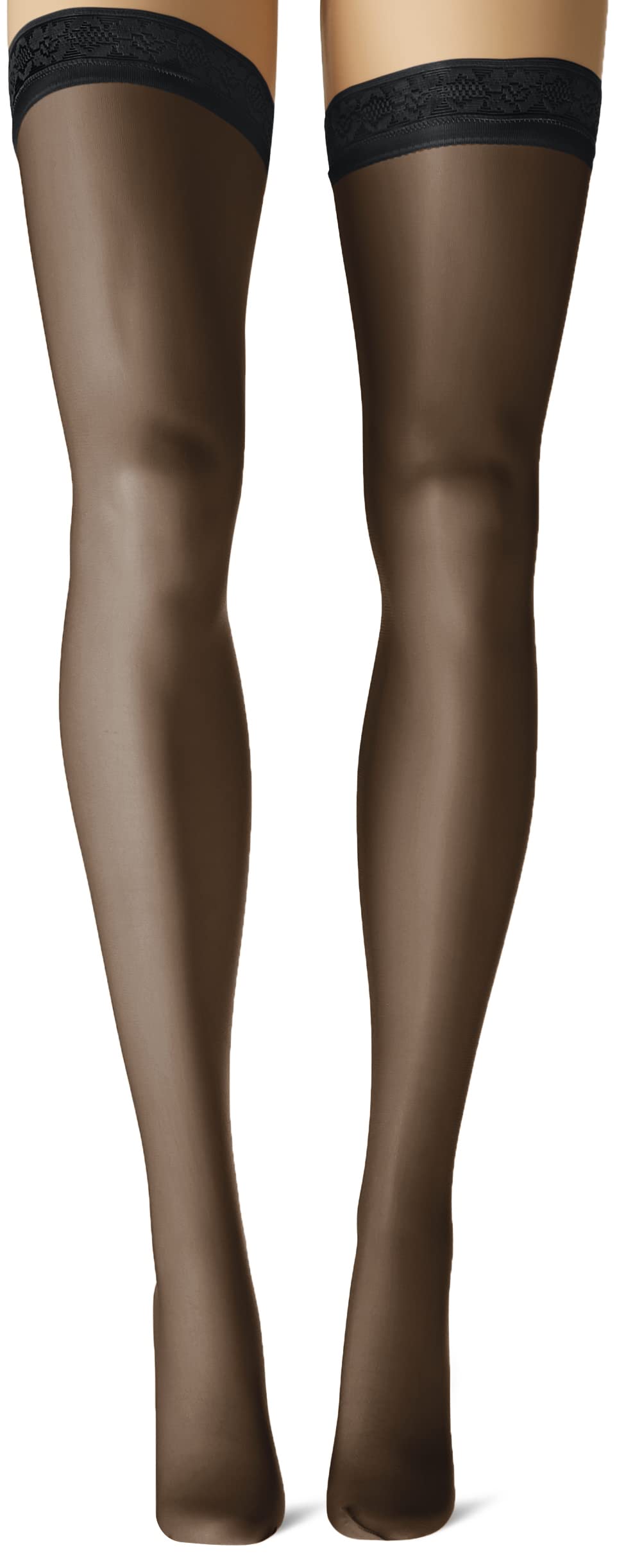 Hanes womens Hanes Womens Silk Reflections Thigh High Stockings Sheer Toe 720 Pantyhose, Jet, g-H US
