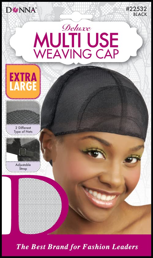 DONNA Deluxe Stretch Weaving Cap Wig Head Wig Caps for Women Hair Net XL Black