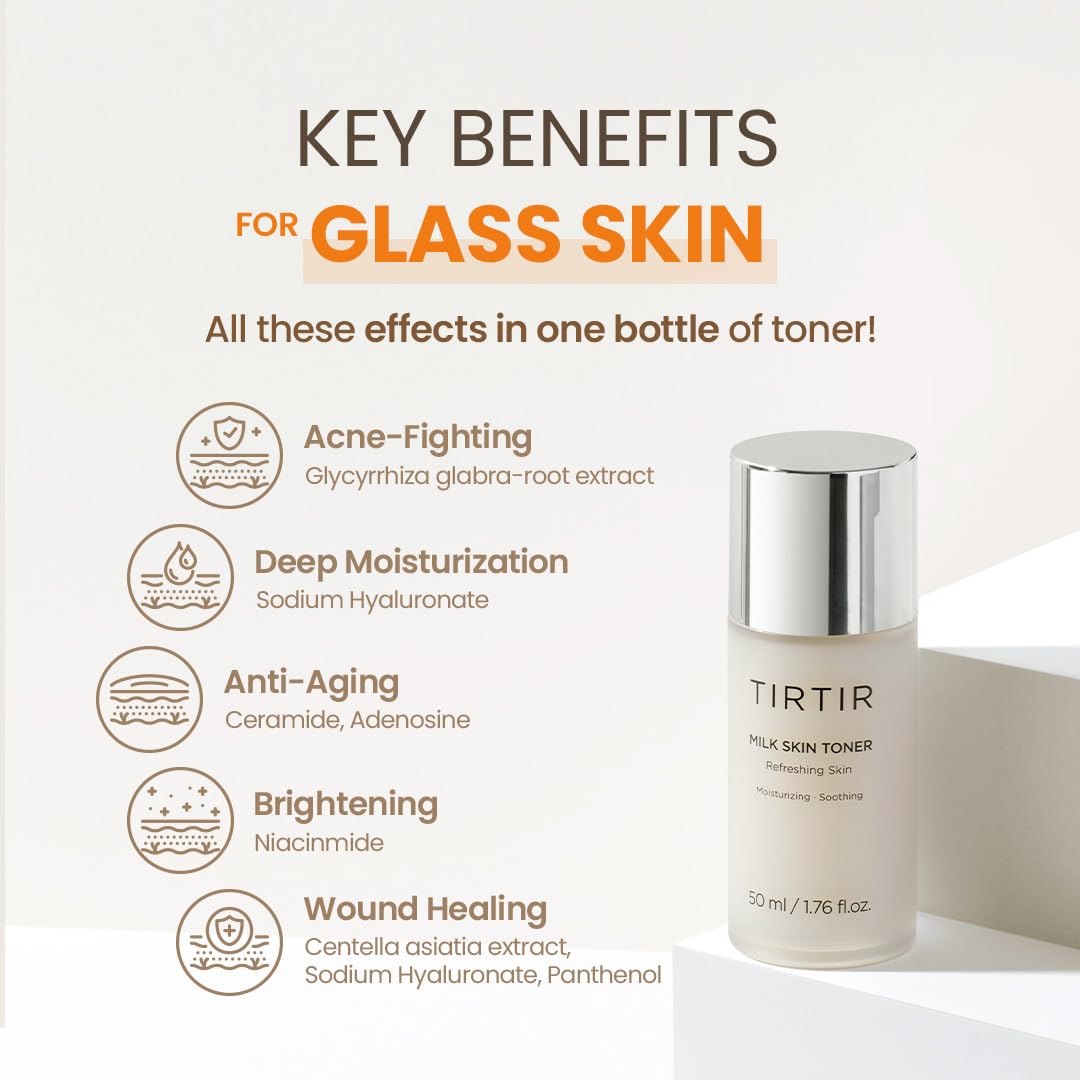Tirtir Milk Skin Toner | Deep Moisturizing, Instant Glow, 2% Niacinamide, Rice Bran Extract, Ceramide, Panthenol, Cruelty-Free,