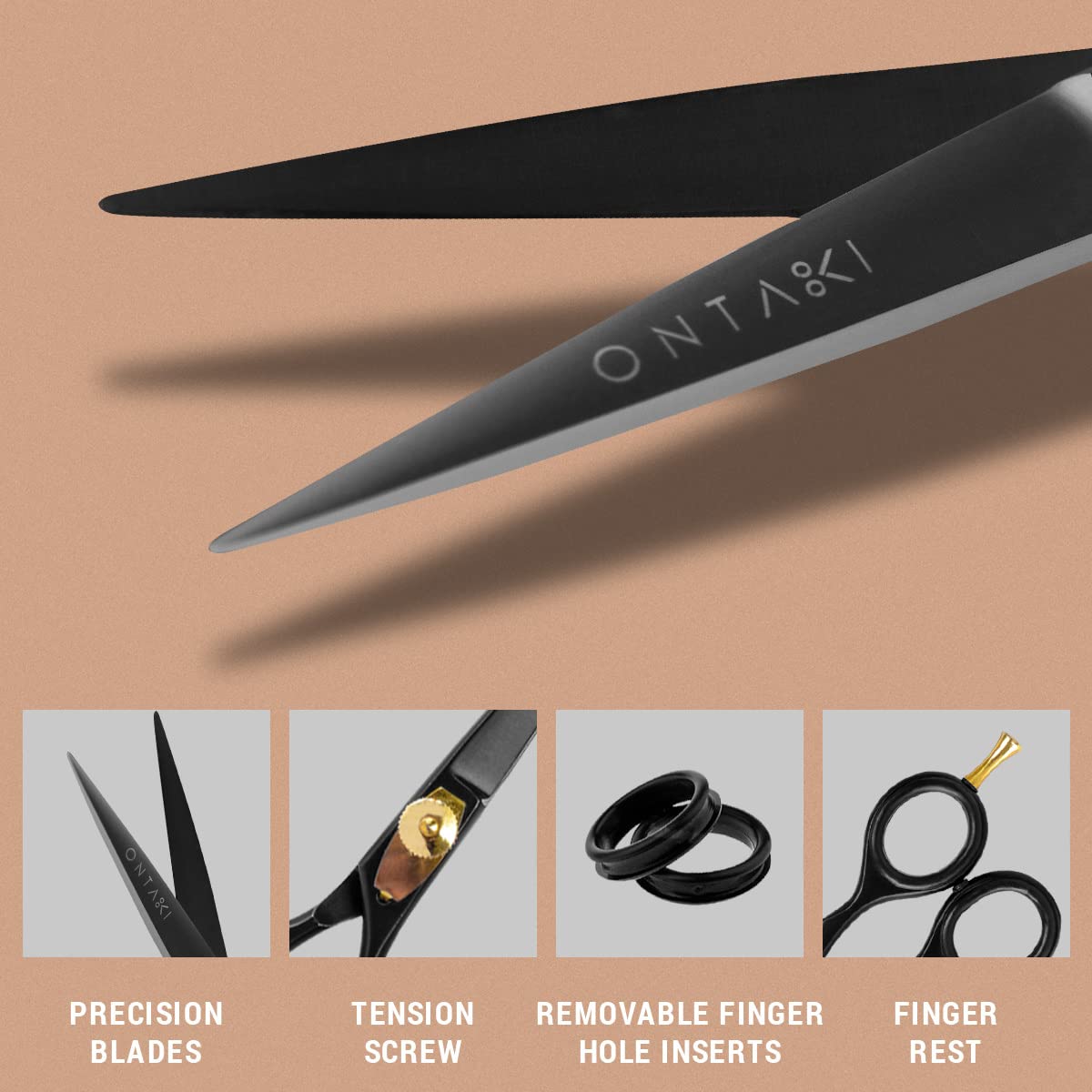 ONTAKI 5.5'' Professional Japanese Steel Beard Mustache Scissors Salon Shears - Hand Forged Barber Scissors For Men Precision -