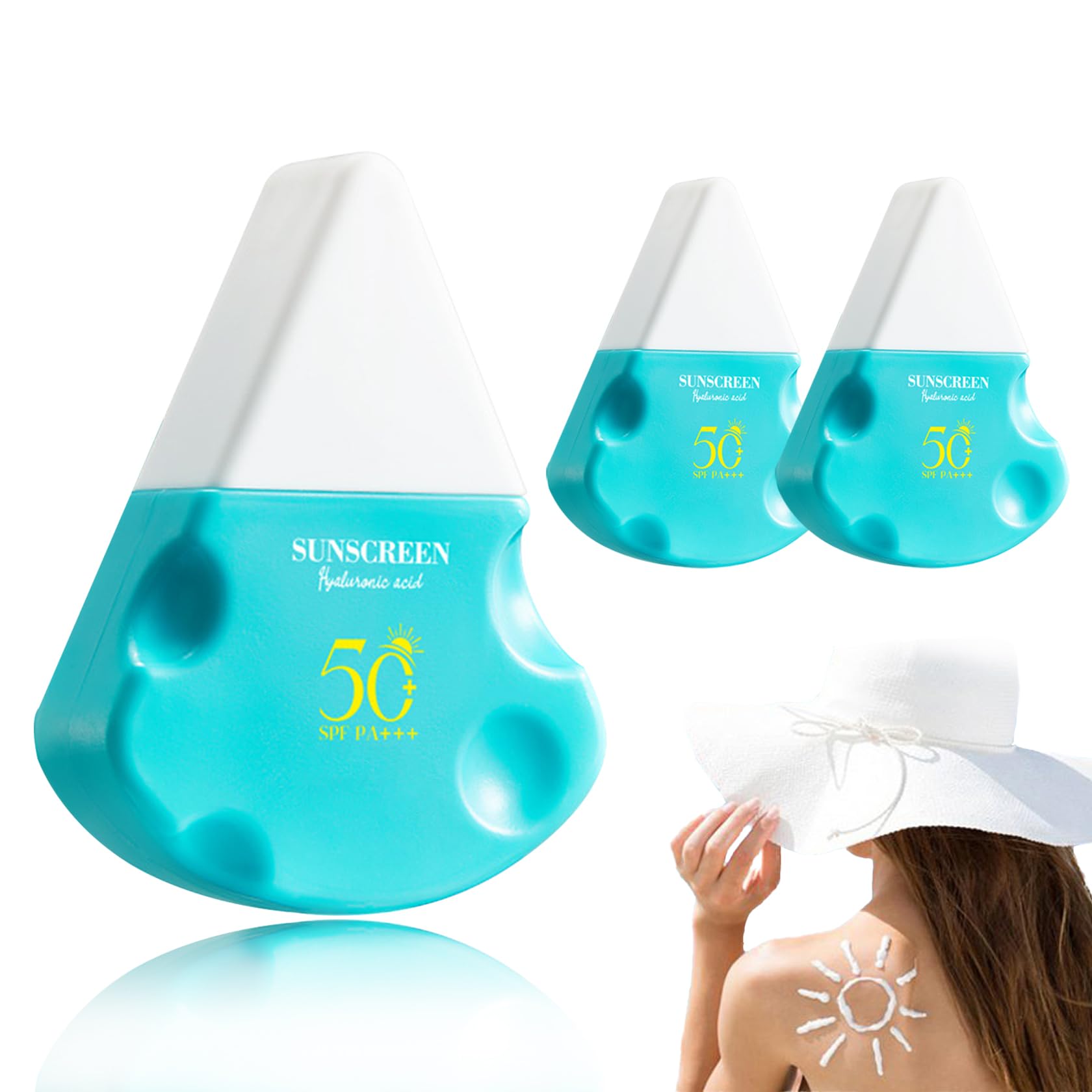3Pcs Mini Sunscreen,Lightweight Travel Size Sunscreen Lotion with SPF 50,Moisturising Body & Face Sunblock Primer,Waterproof,Sui
