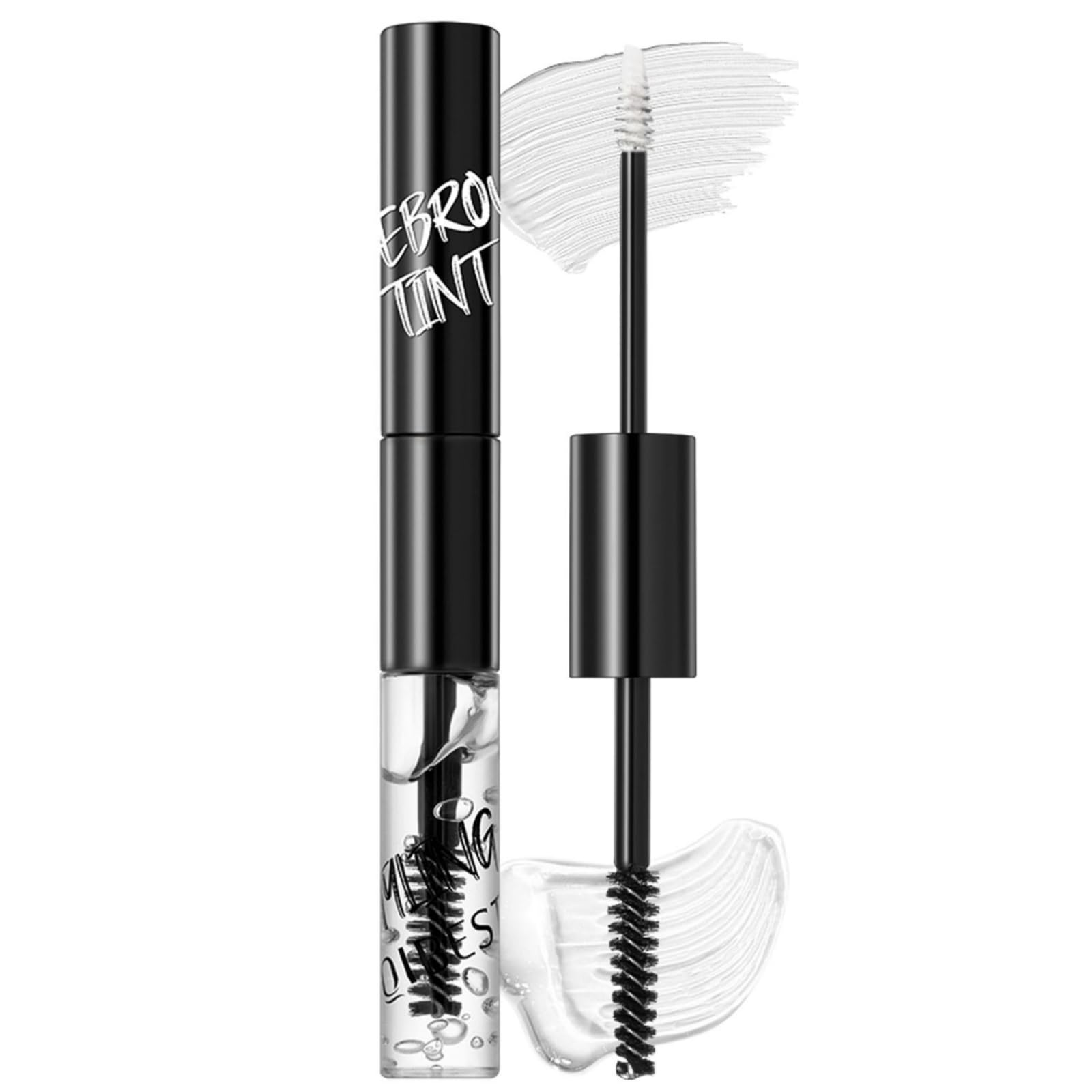 Clear Eyebrow Gel, Double Ended Brow Tint and Setting Gel, Waterproof and Sweat Resistant (01# White and transparent)