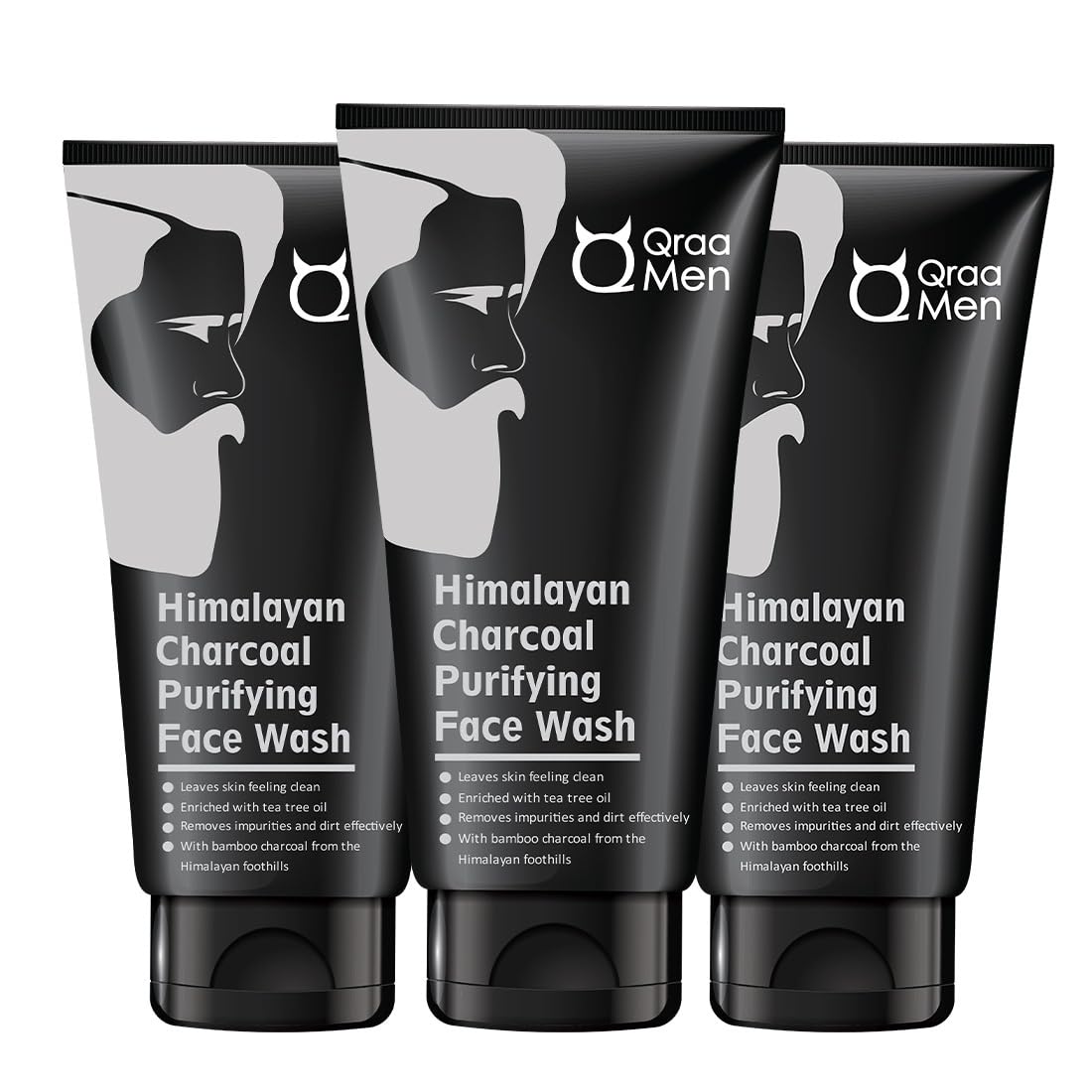 Qraa Men Himalayan Charcoal Purifying Face Wash|Pack Of 2 | For Deep Cleansing Of Pores| Removes Dirt, Controls Oil| (100Gm X 2)