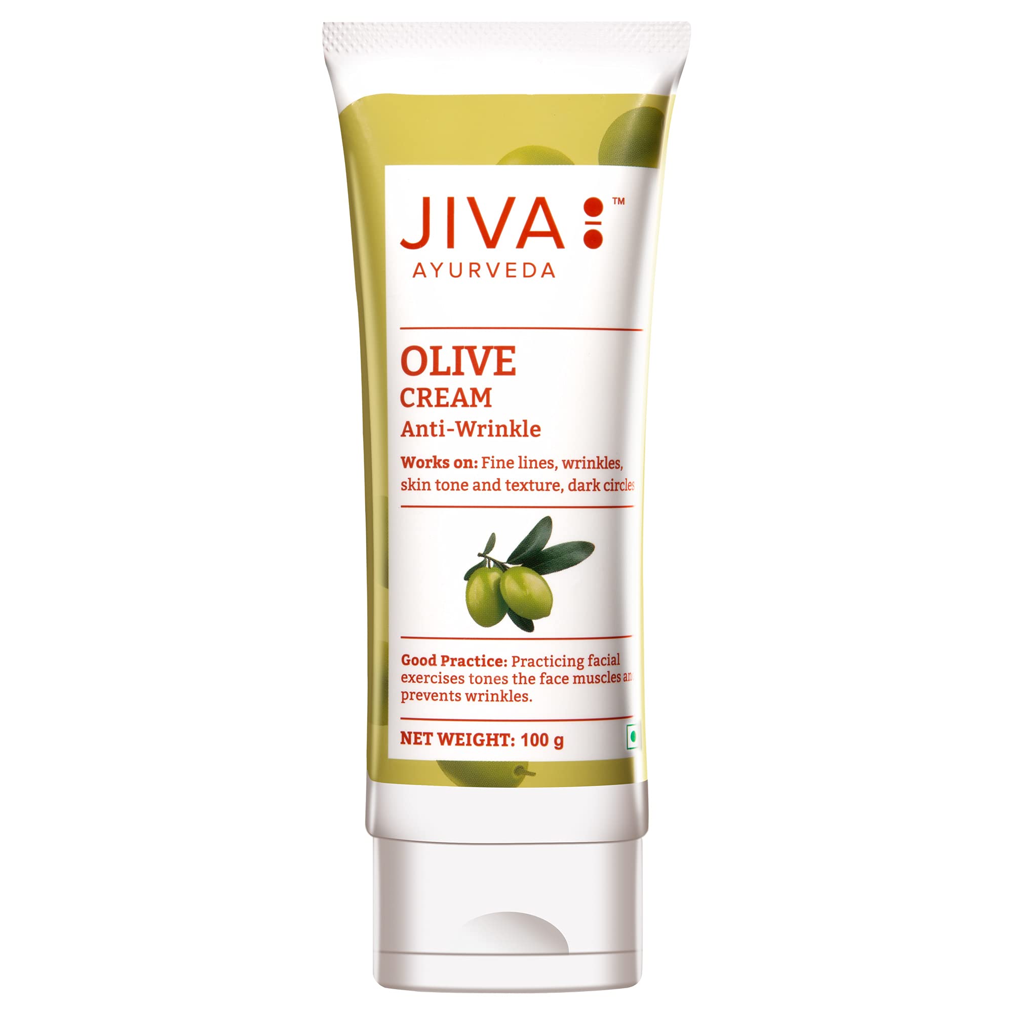 Jiva Olive Cream 100Gm | 100% Ayurvedic Formula, Free From Paraben & Silicone | Prevents Pimples, Acne, Wrinkles, & Dullness | B