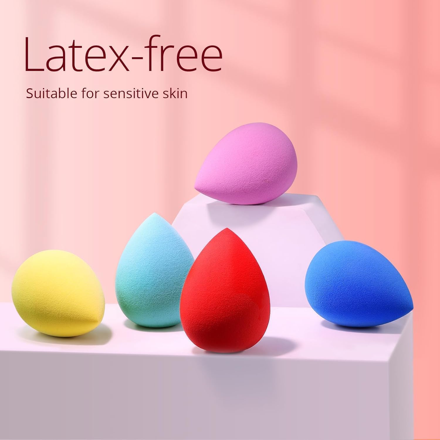 BEAKEY 5 Pcs Makeup Sponges Set, Latex-Free, High-density Wonder Blender Perfect for Liquid, cream, and Powder, Soft and Flexibl