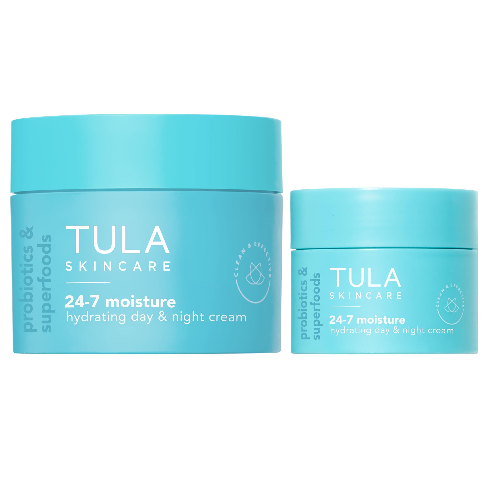 TULA Skin Care 24-7 Hydrating Day & Night Cream, Full + Travel Size Duo - Nourishing Face Moisturizer Maintain Skin Balance & Im
