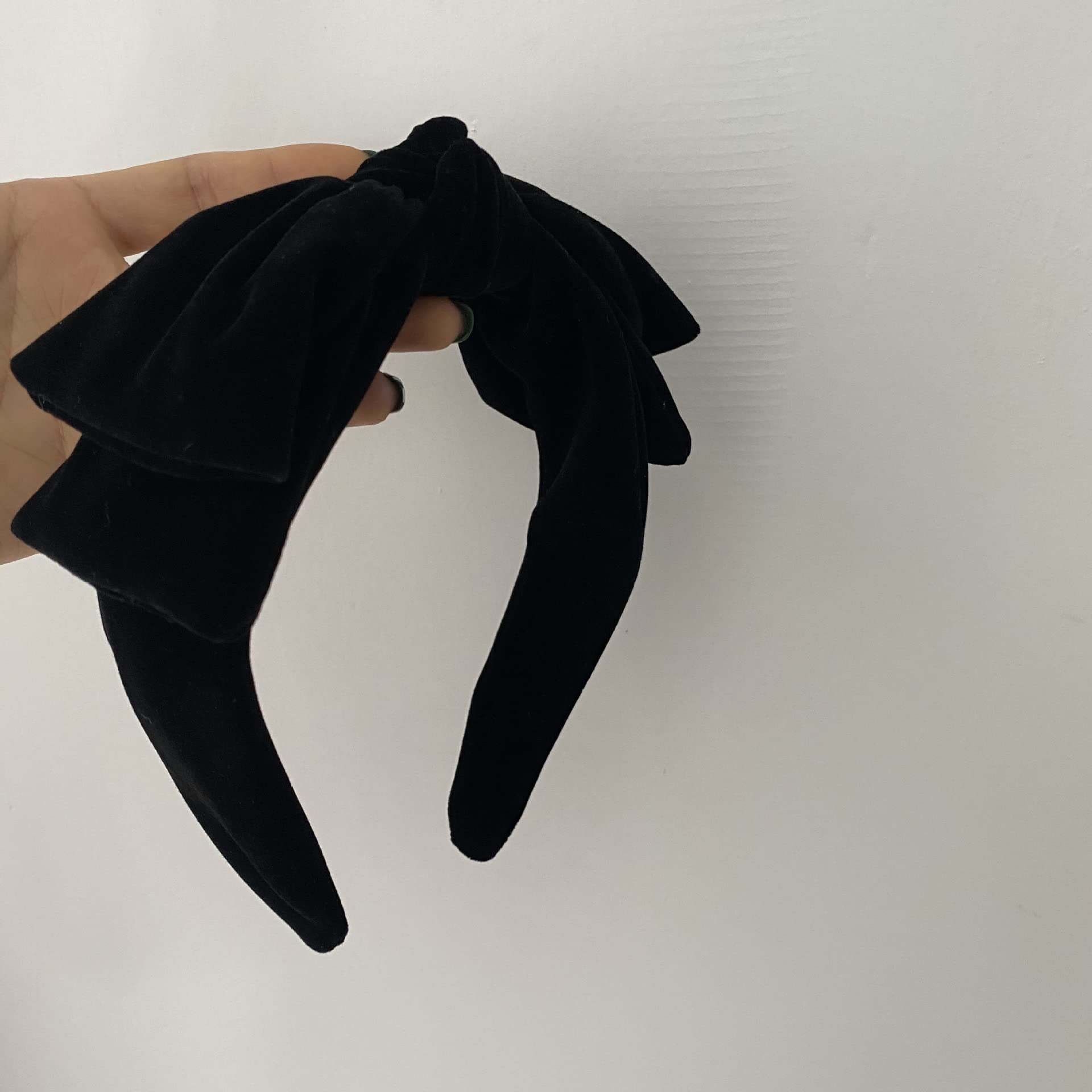 Yertter Dainty Black Velvet Knot Bow Turban Wide Headbands Yoga Thick Headbands Wide Hairbands Headband Headwrap Hair Band Fashi