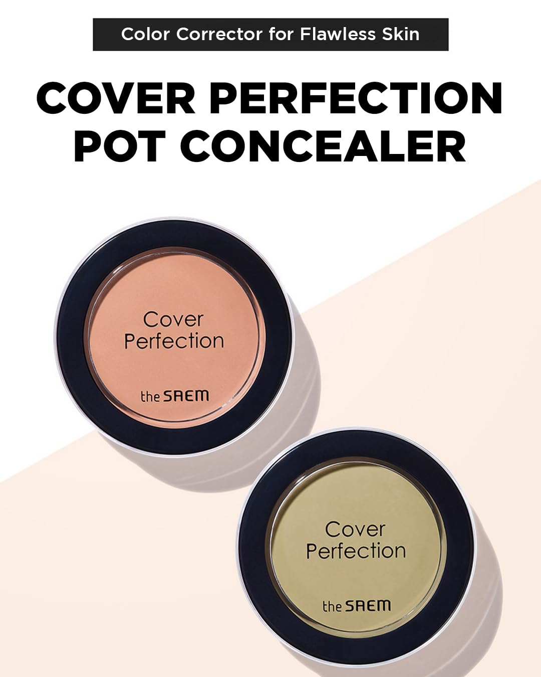 Thesaem Cover Perfection Pot Concealer #Green Beige - High Adherence & Coverage Balm, Conceals & Corrects Redness Spots, Matte F