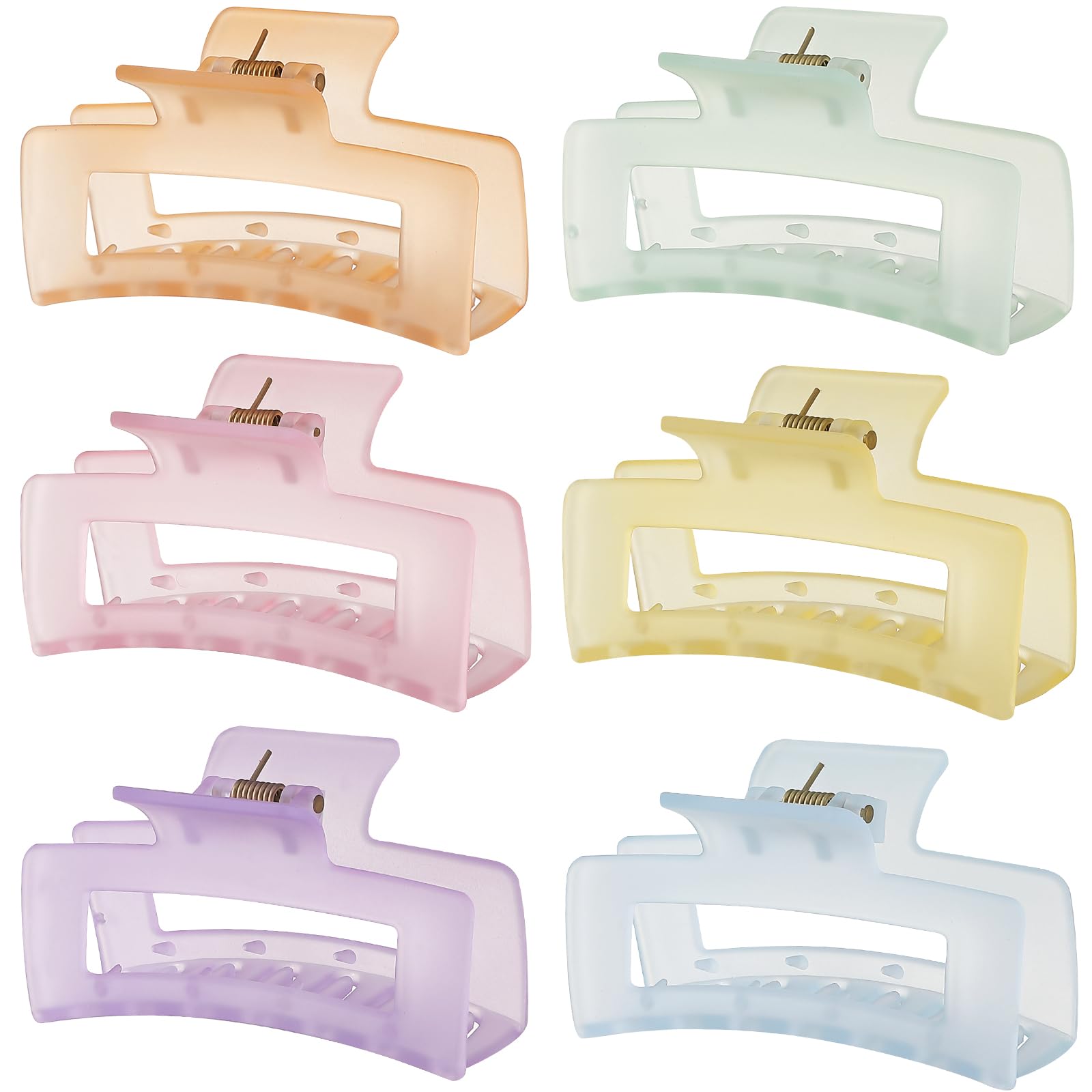 Sisiaipu 3.5 Inch Medium Hair Claw Clips 6 Pack Hair Clips for Women Square Claw Clips Rectangle Clips for Hair Banana Jaw Clips