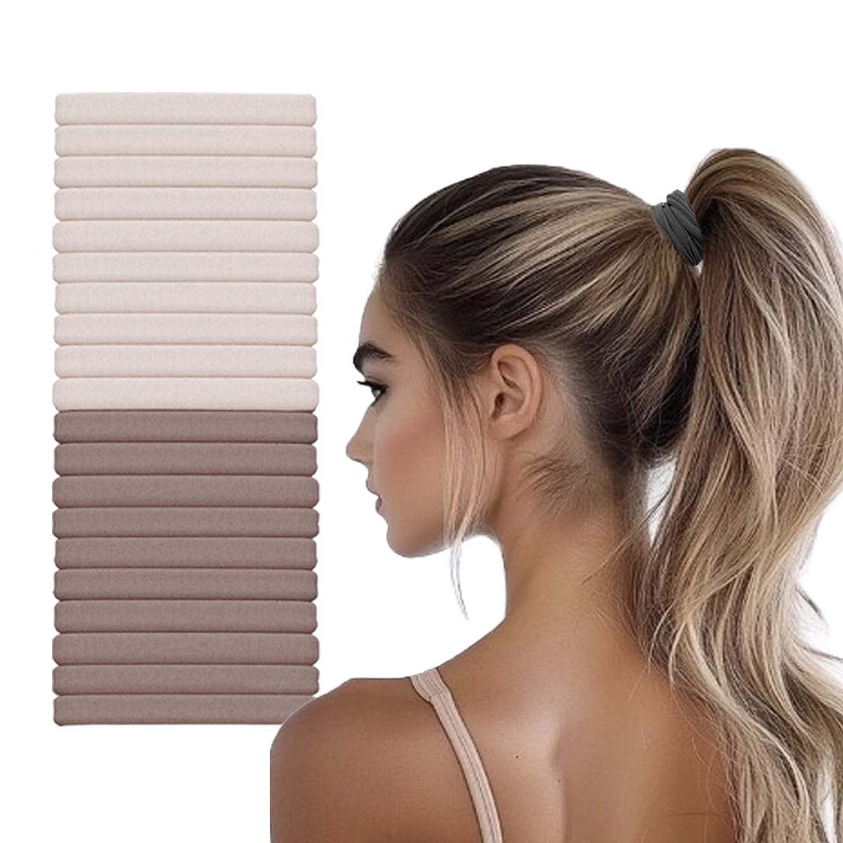 Vrose Flosi Hair Ties No Damage - Strong Stretchy SnagFree Hair Bands | Soft Nylon Thick Ponytail Holders Hair Elastics for Ever