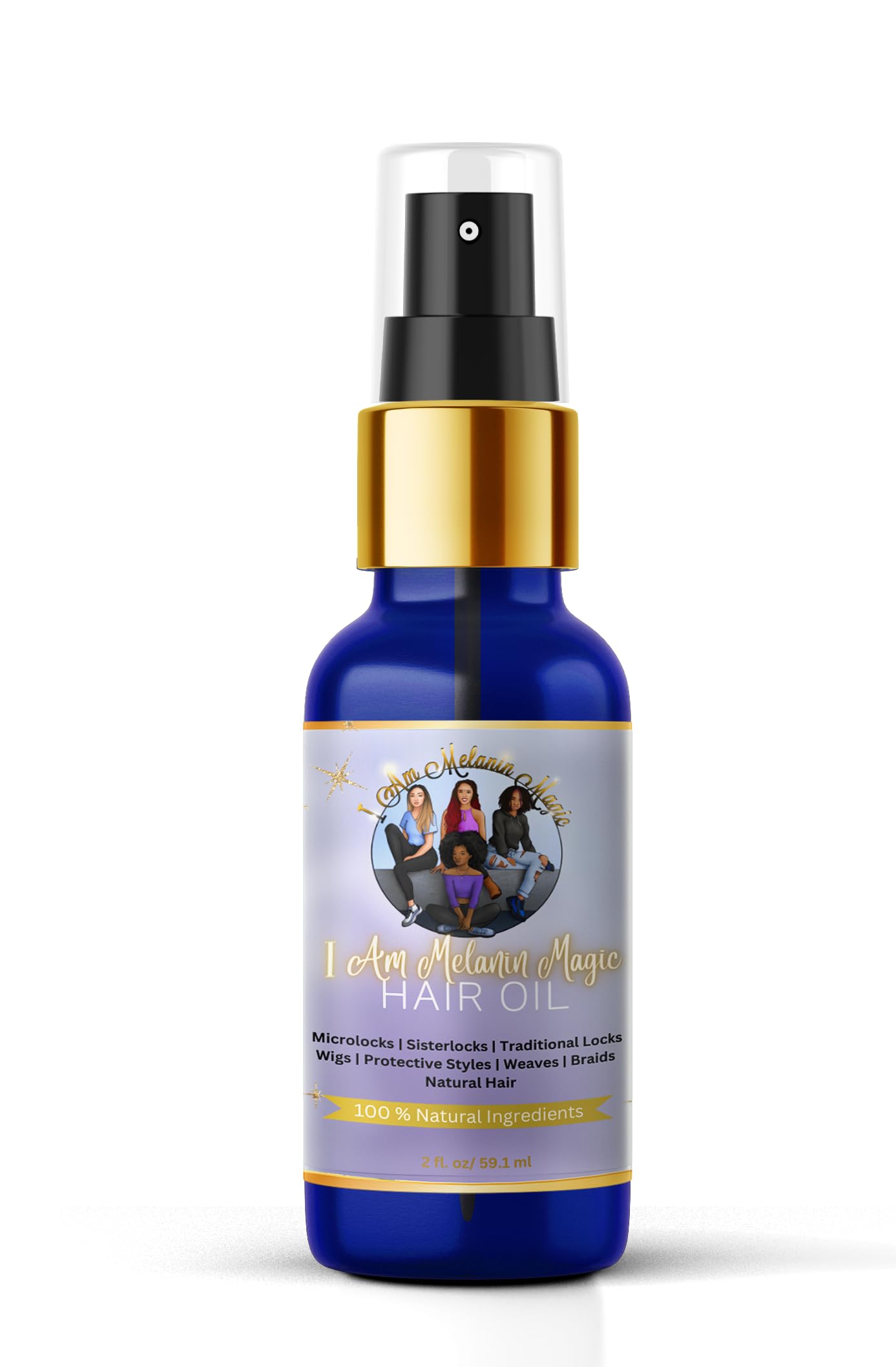 I Am Melanin Magic Hair Oil, 2 fl oz, Promotes Hair Growth, Strengthens, Moisturizes for Locs, Twists, Natural Hair