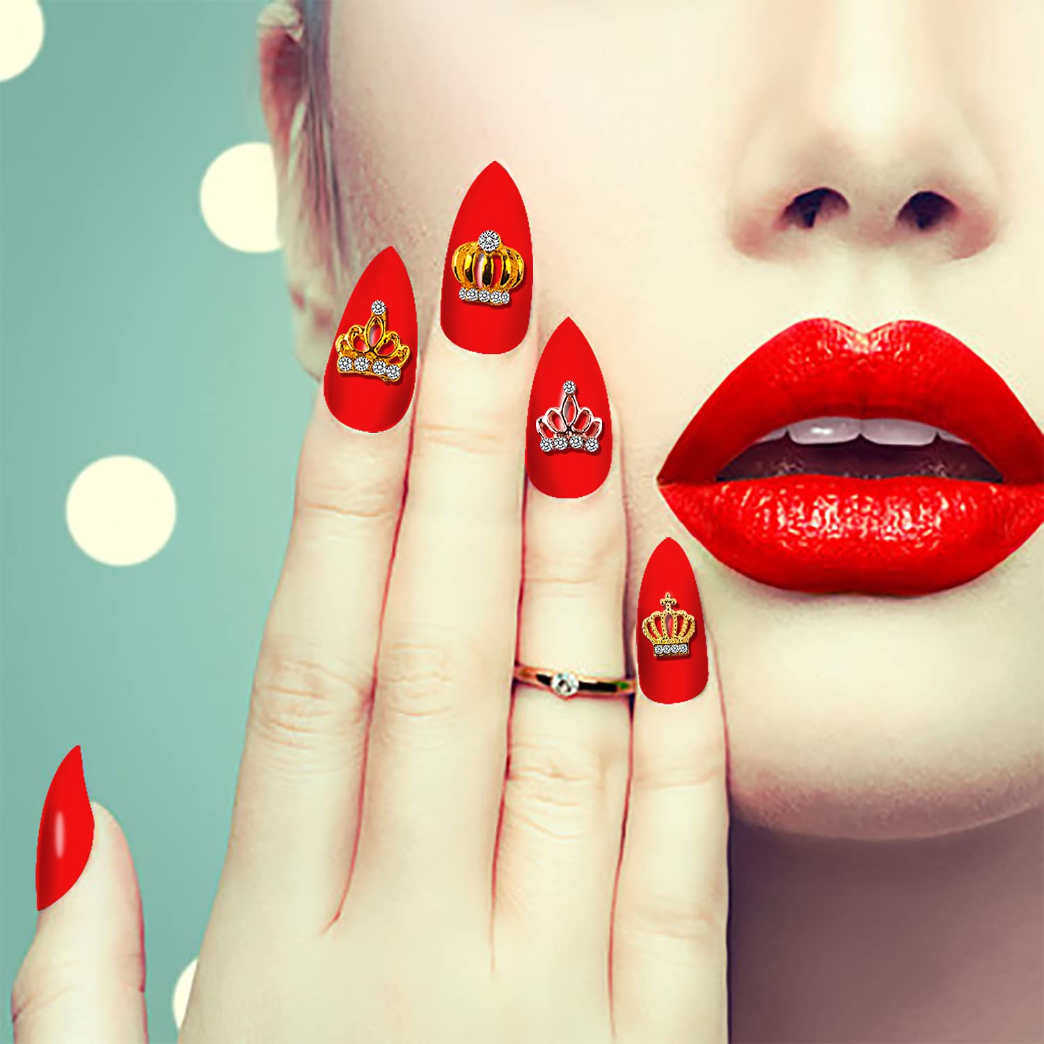 Wokoto 30Pcs Luxury 3D Gold Crown Nail Charms For Nail Art 3D Charms For Women Nails Alloy Crown Nail Jewels Diamonds For Nails
