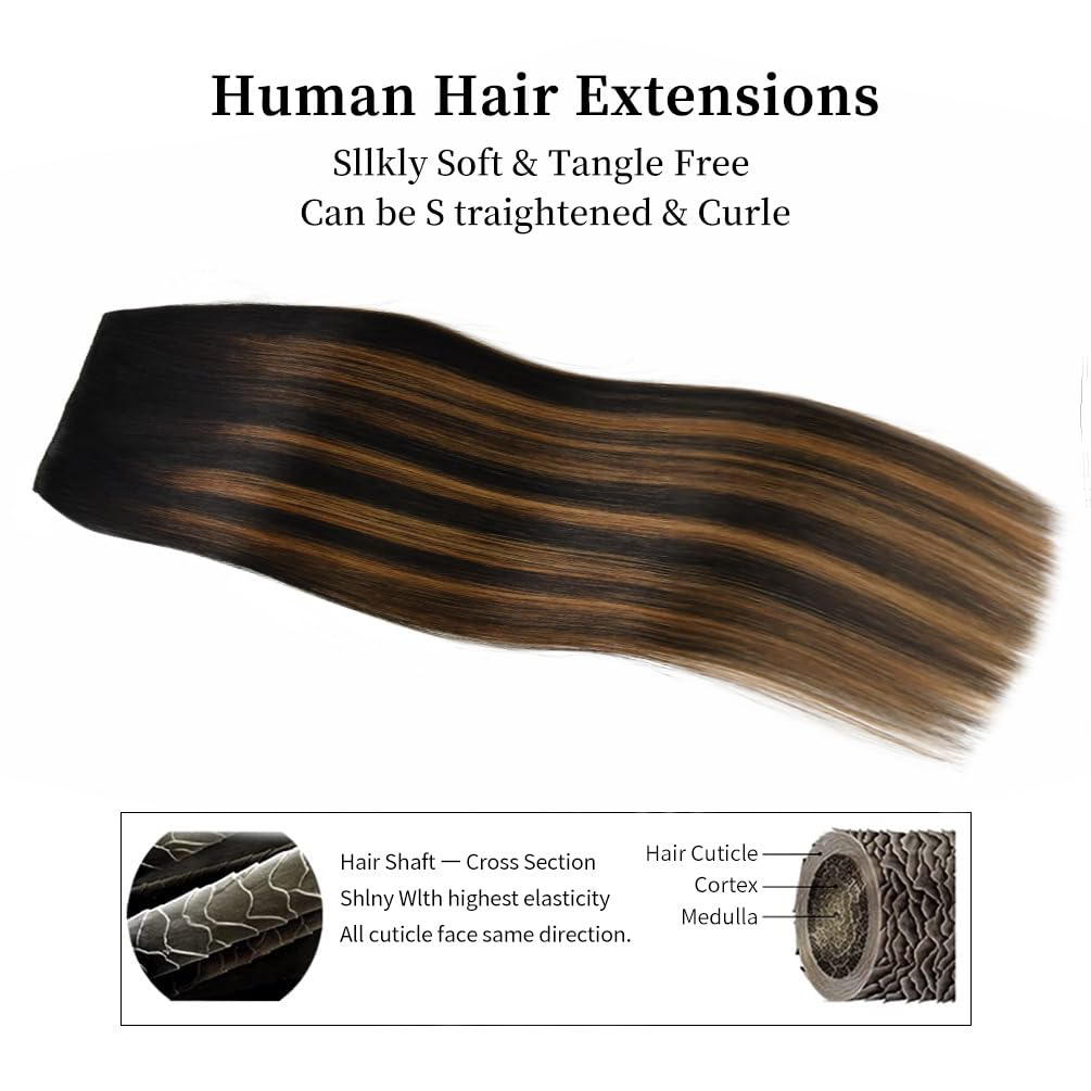 20 Inch Clip-In Hair Extensions Remy Human Hair For Women - Soft Handmade Real Human Hair Clip In Extensions, Straight, Thick, 1