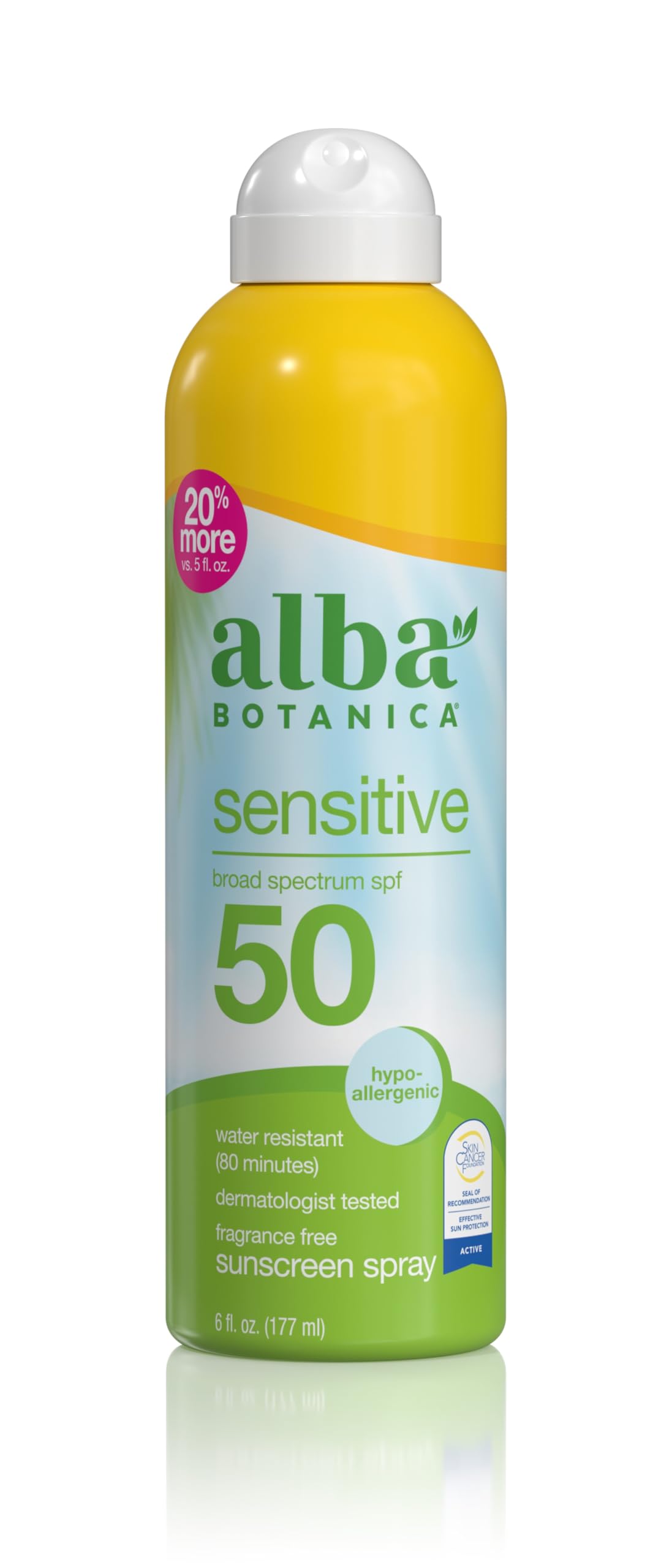 Alba Botanica Sensitive, SPF 50 Sunscreen Spray, 6 Fl Oz