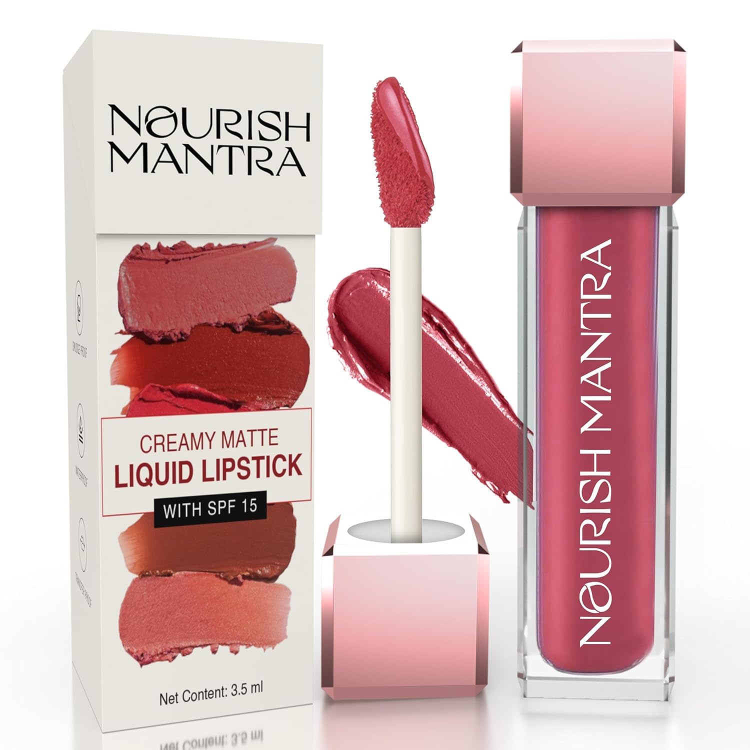 Nourish Mantra Jashn-E-Gulab Lipstick (3.5Ml)/ Creamy Matte Liquid Lipstick With Spf/Water Proof/Smudge Proof/Transfer Proof/Lon
