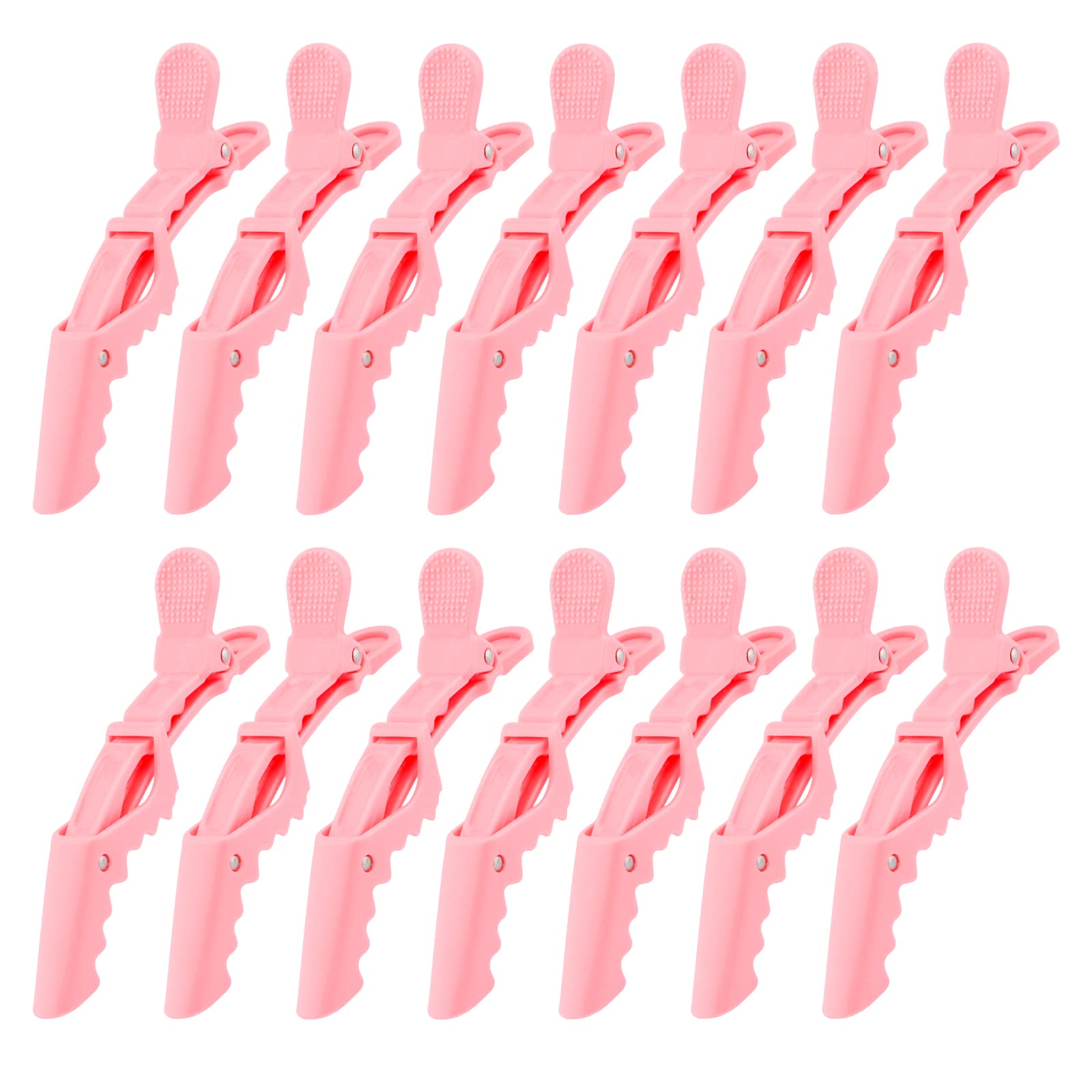 Ondder 14 Pcs Pink Alligator Hair Clips for Styling Sectioning Large Pro Salon Hair Clips Barber for Coloring, Cutting, Sectioni