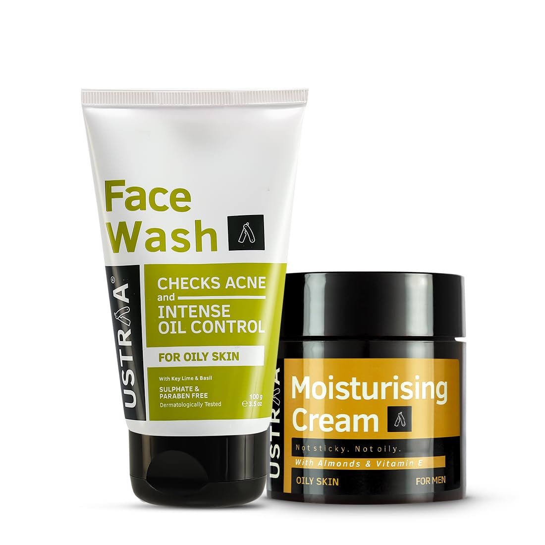 Ustraa Face Wash  Oily Skin  100G | With Basil & Key Lime  For AcneProne Skin | Checks Acne & Blackheads & Moisturising Crea
