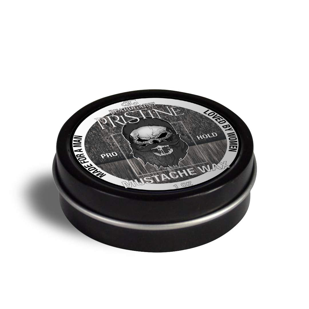 BEARD GAINS Pristine Scent Strong Hold Mustache Wax 1oz - Hold, Mold, and Tame Moustache W/Organic and Natural Stache Wax (White