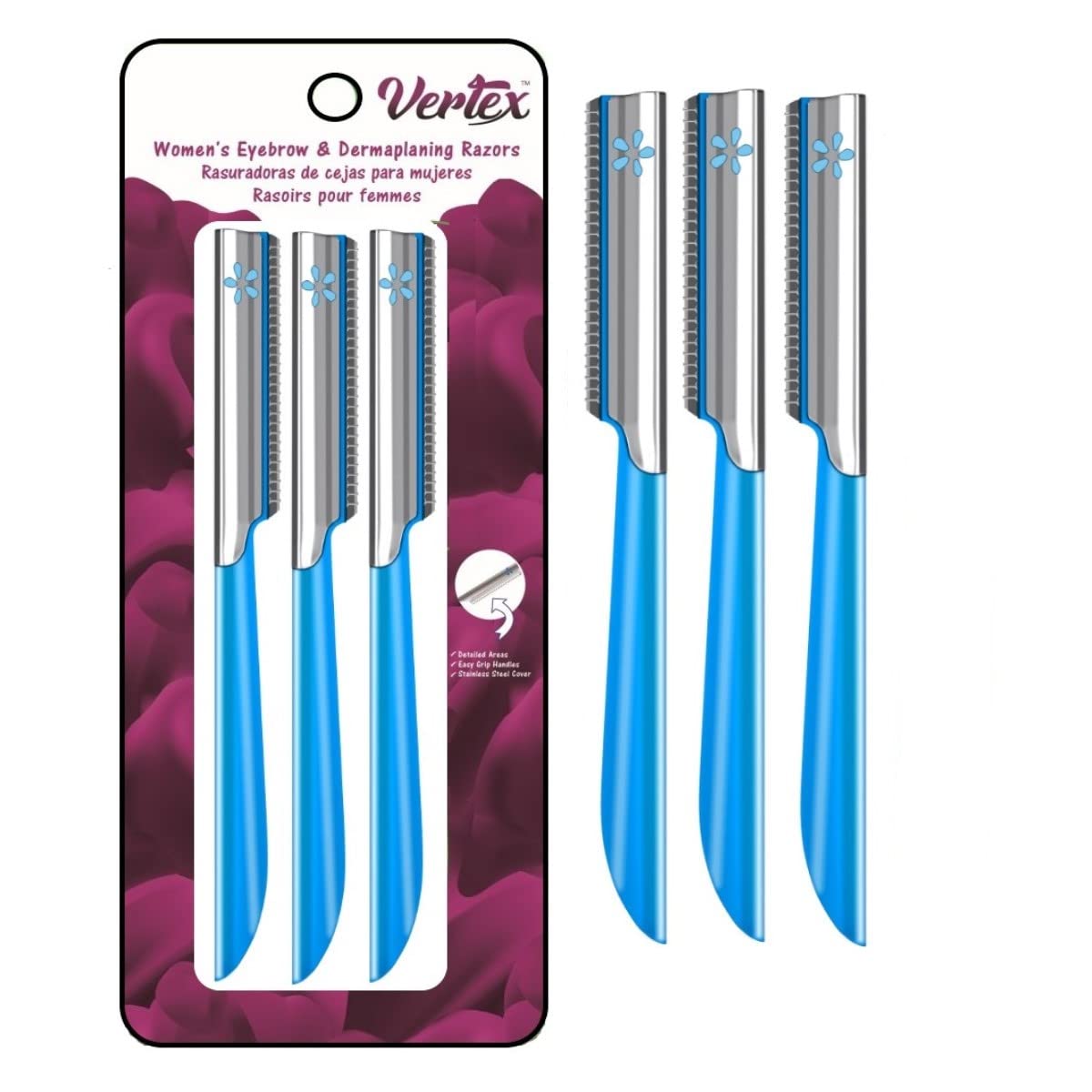 Facial Razor Hair Removal - Dermaplaning Tool Peach Fuzz Remover Trimmer Women Remove Fine Hair Blue Eyebrow Razors Dermaplane F