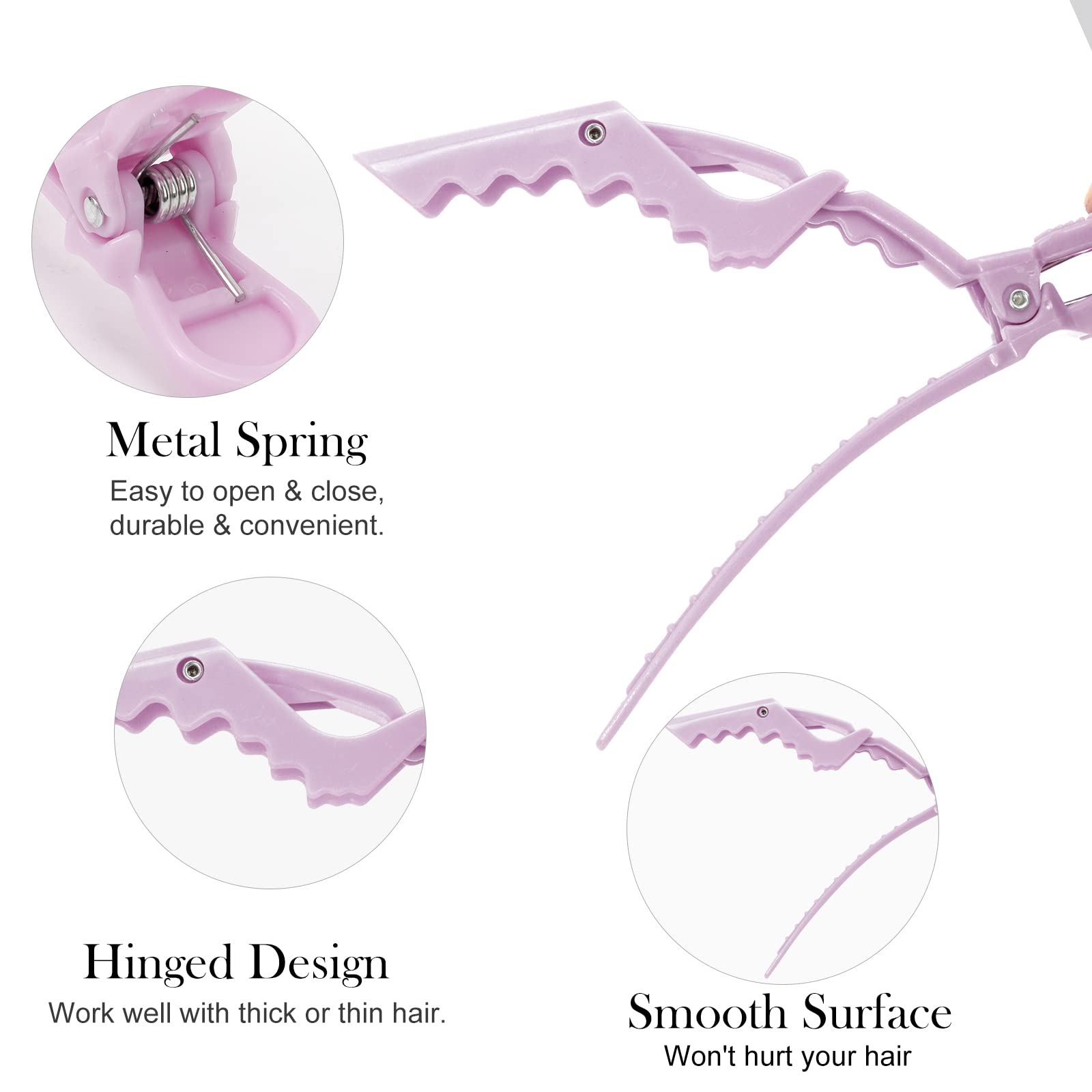 Ondder 14 Pcs Light Purple Alligator Hair Clips for Styling Sectioning Larger Salon Pro Hair Clips for Barber Hair Clips for Col