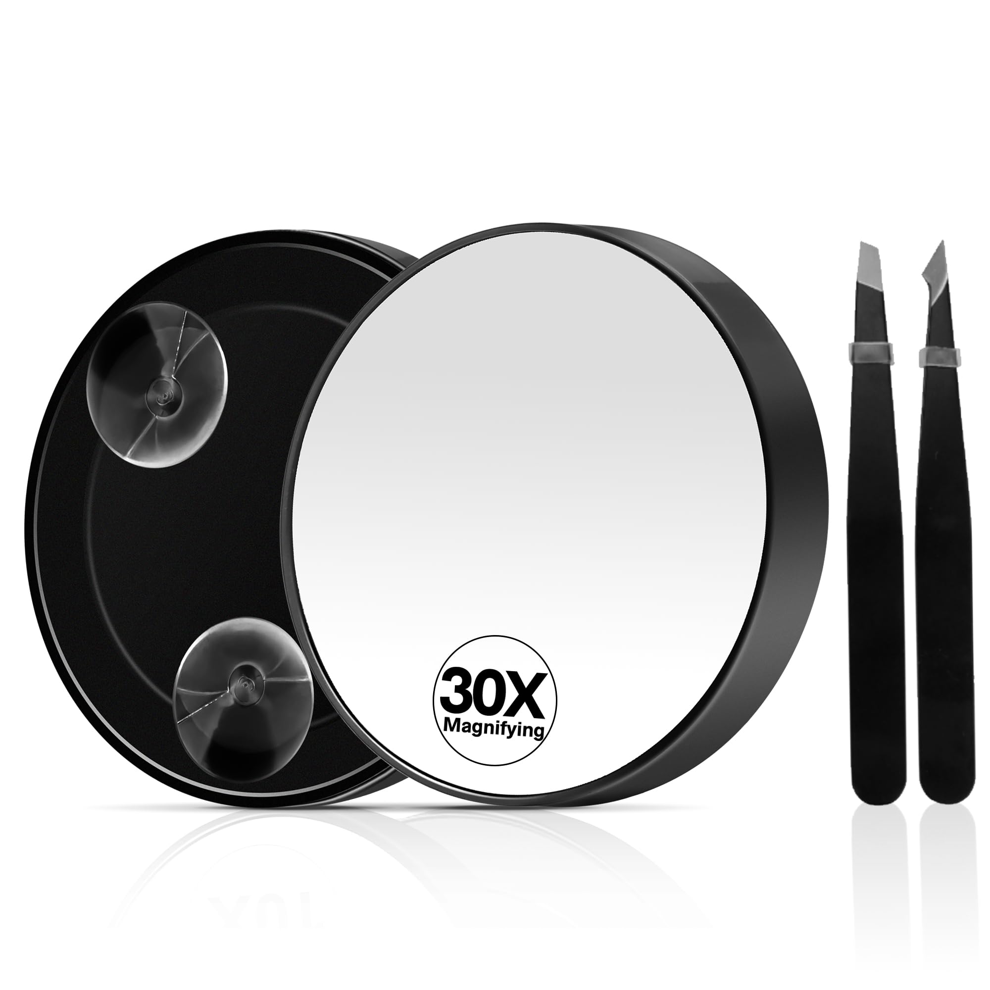 Miyadiva 30X Magnifying Mirror, Magnifying Mirror Suction Cup, Travel Makeup Mirror With Precise Tweezers, Compact Magnifying Mi