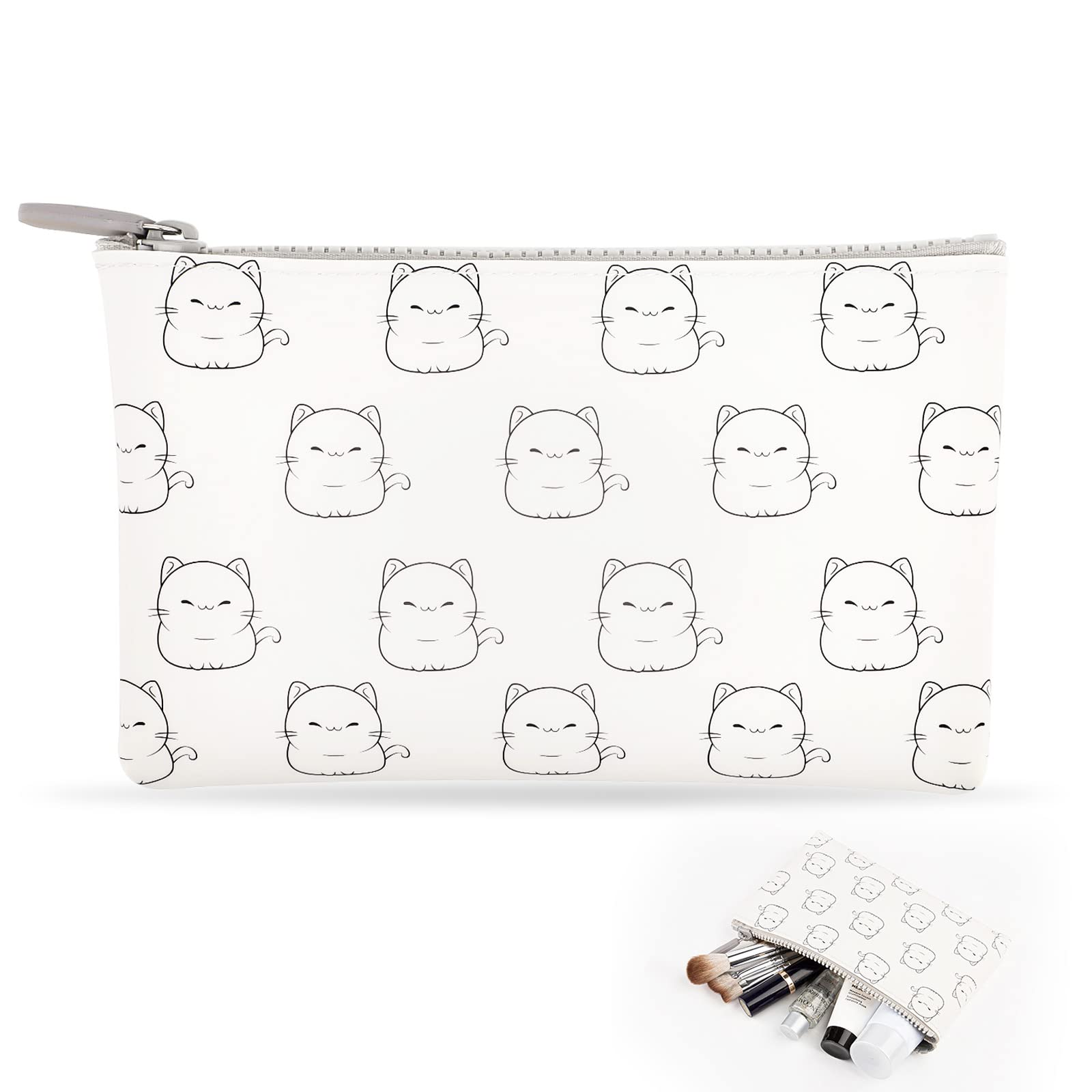 Manmihealth Cute Cat Silicone Makeup Bag, Cosmetic Bags for Women, Portable Purse Pouch for Travel Essentials, Makeup Brushes Ho