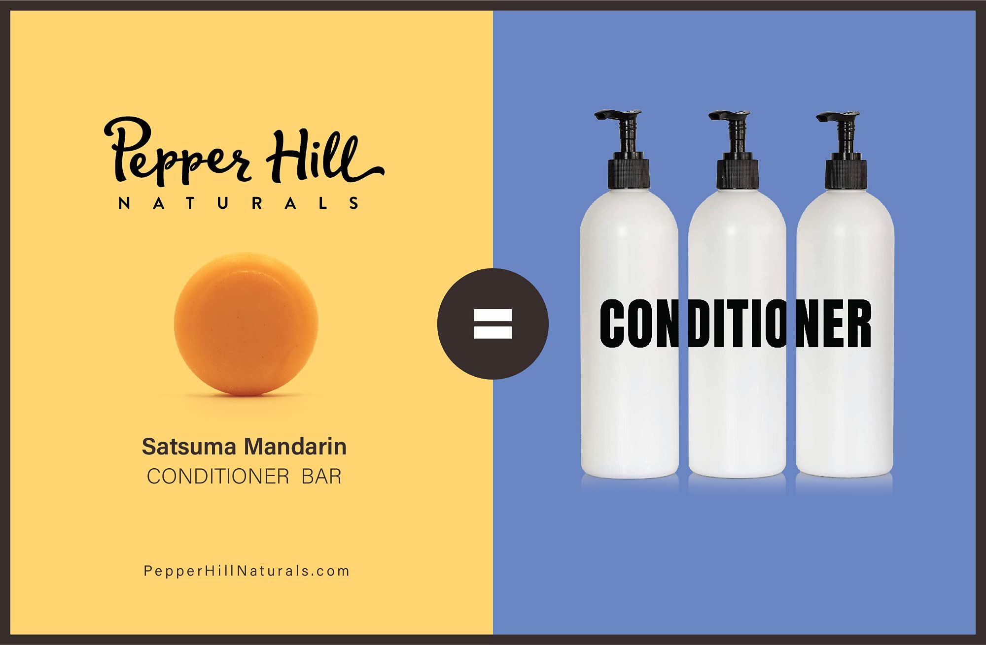 Pepper Hill Conditioner Bar - Satsuma Mandarin - Vegan, Plant-Based, Cruelty-Free, Solid Shampoo - Free Of Sulfates, Plastics, W