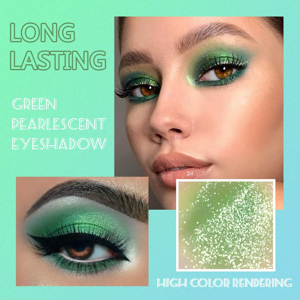 Amy'S Diary Green Eyeshadow Palette Green Glitter Makeup,Light Deep Green Yellow 9 Colors Matte Glitter Eyeshadow Long Lasting C
