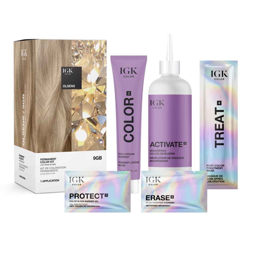 Igk Permanent Color Kit Olsens - Light Beige Blonde 9Gb | Easy Application + Strengthen + Shine | Vegan + Cruelty Free + Ammonia