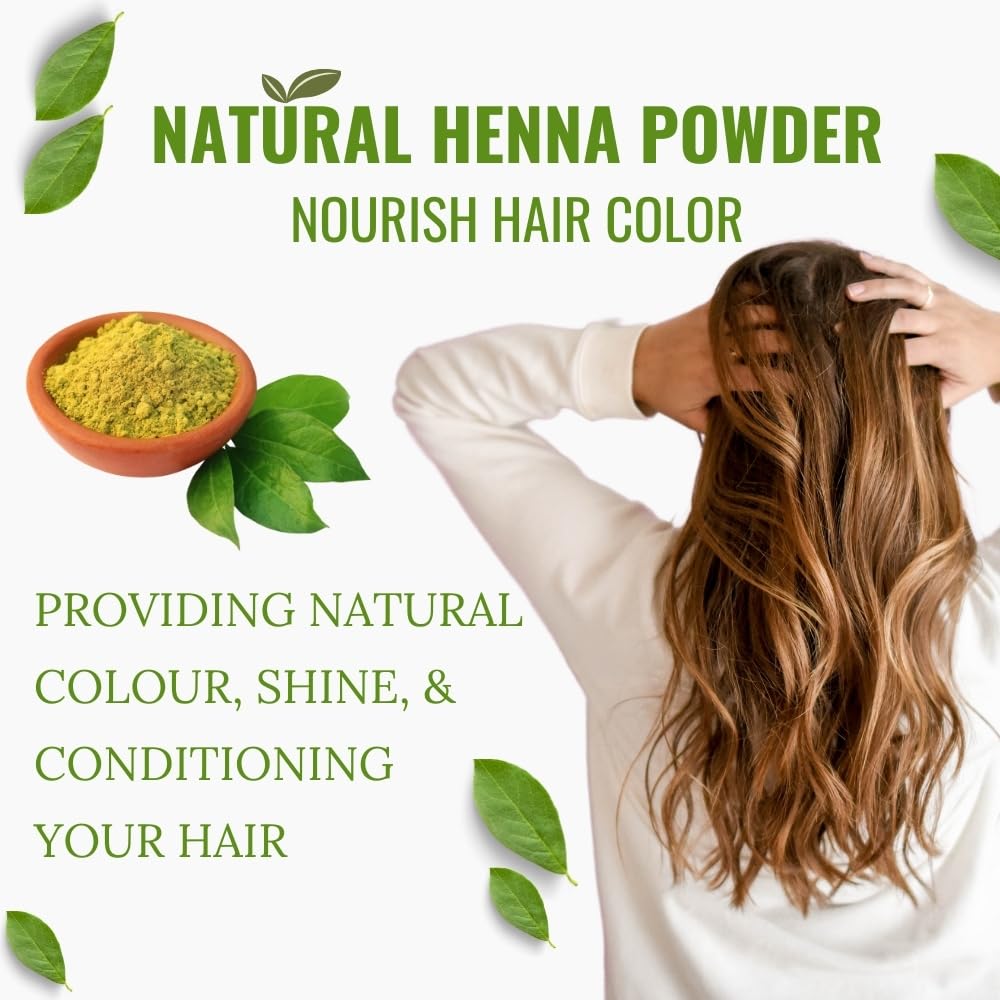 Henna Powder for Hair Growth 100g (3.5oz) | Pure Mehndi Powder | Natural black Henna Hair Colour Dye | Made in India by Hebhac H