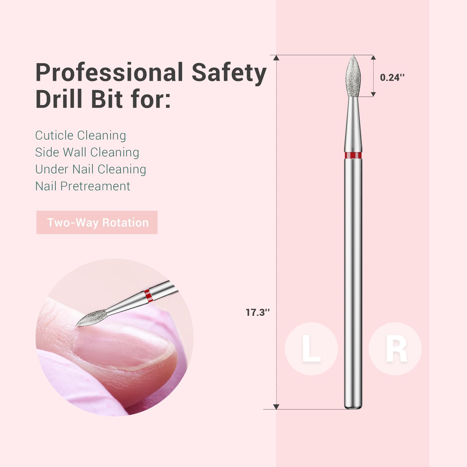 Melodysusie 2.1Mm Nib Shape Cuticle Clean Nail Drill Bit 3/32 ' ', Professional Safety Carbide Diamond Under Nail Cleaner For Cu