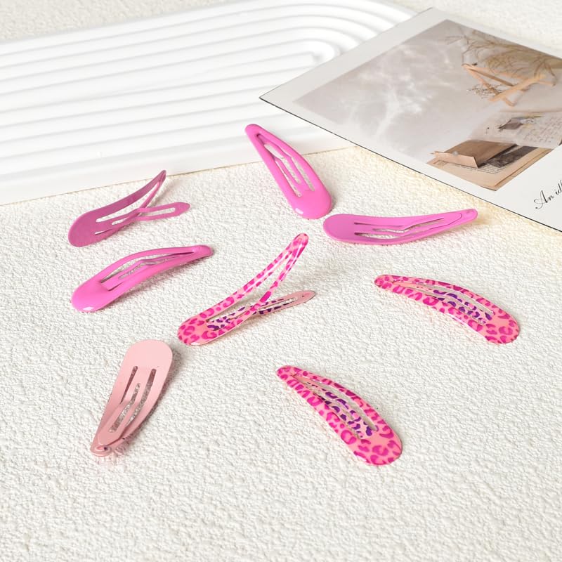 Y2k Pink Snap Hair Clips Leopard Print Barrettes Hairpins Small No-Slip Metal Hair Clips for Thick Thin Hair Styling Decorations