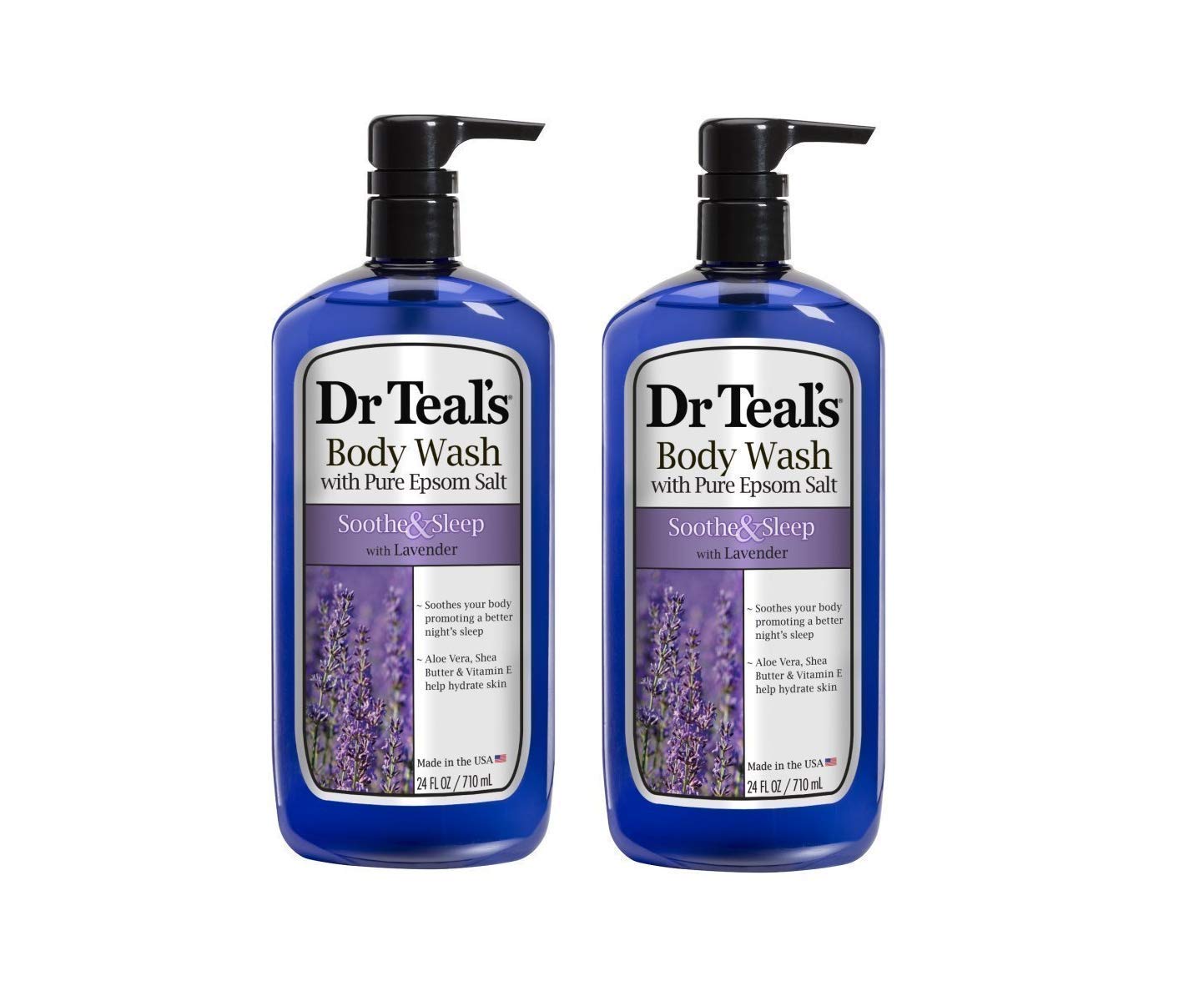 Dr. Teal's Lavender Body Wash Gift Set (2 Pack, 24oz Ea.) - Soothe & Sleep Lavender with Essential Oils Blended with Pure Epsom 