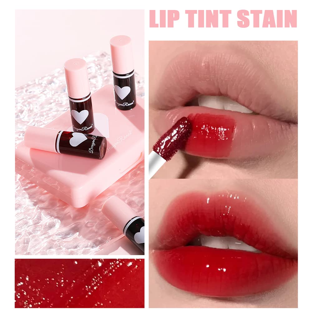 6 Colors Lip Tint Stain Set,Korean Lip Gloss Lip Tint Stain Plumping Mini Liquid Lipstick,Multi-Use Lip And Cheek Tint,Long Last