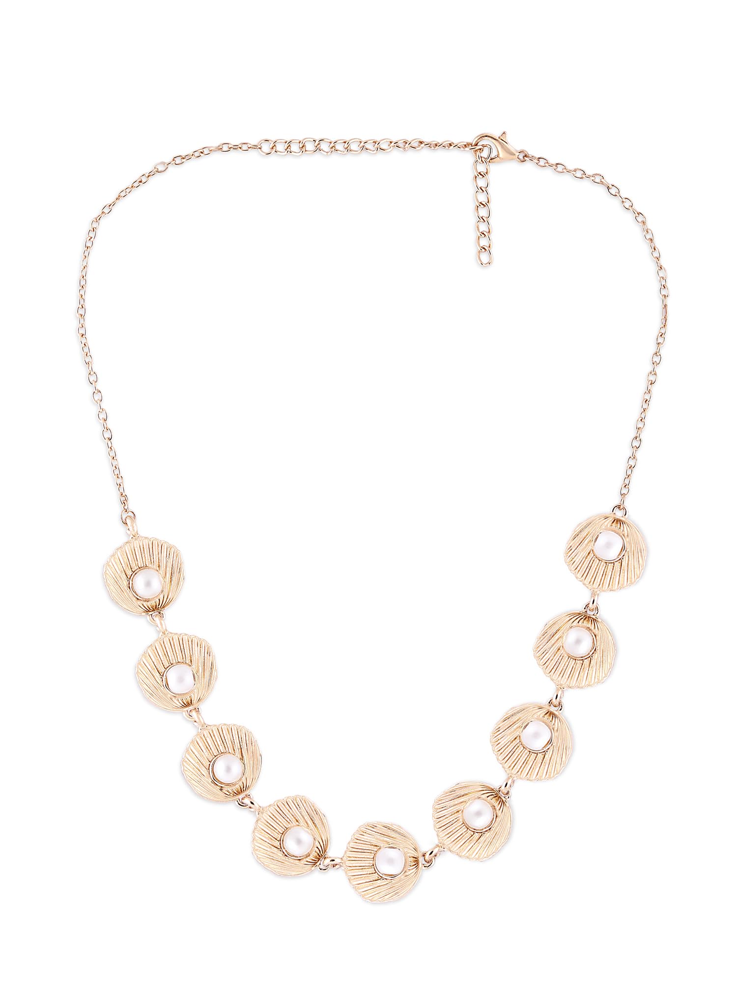 Zaveri Pearls Gold Tone Contemporary Classy Pearl Shell Necklace For WomenZpfk16144