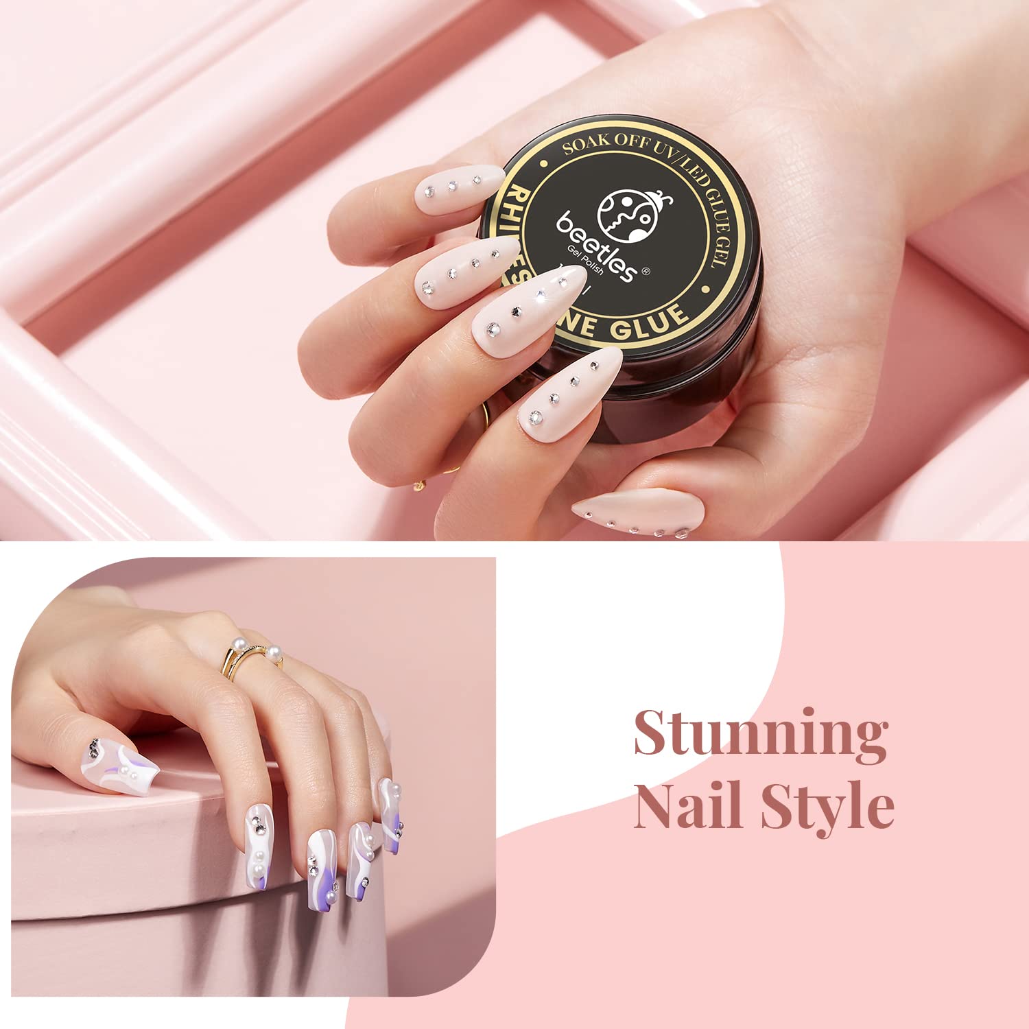 Beetles Rhinestone Glue For Nails Nail Gem Glue For Nail Art Adhesive Resin Gems Diamonds Jewelry Decoration Soak Off Led Lamp W