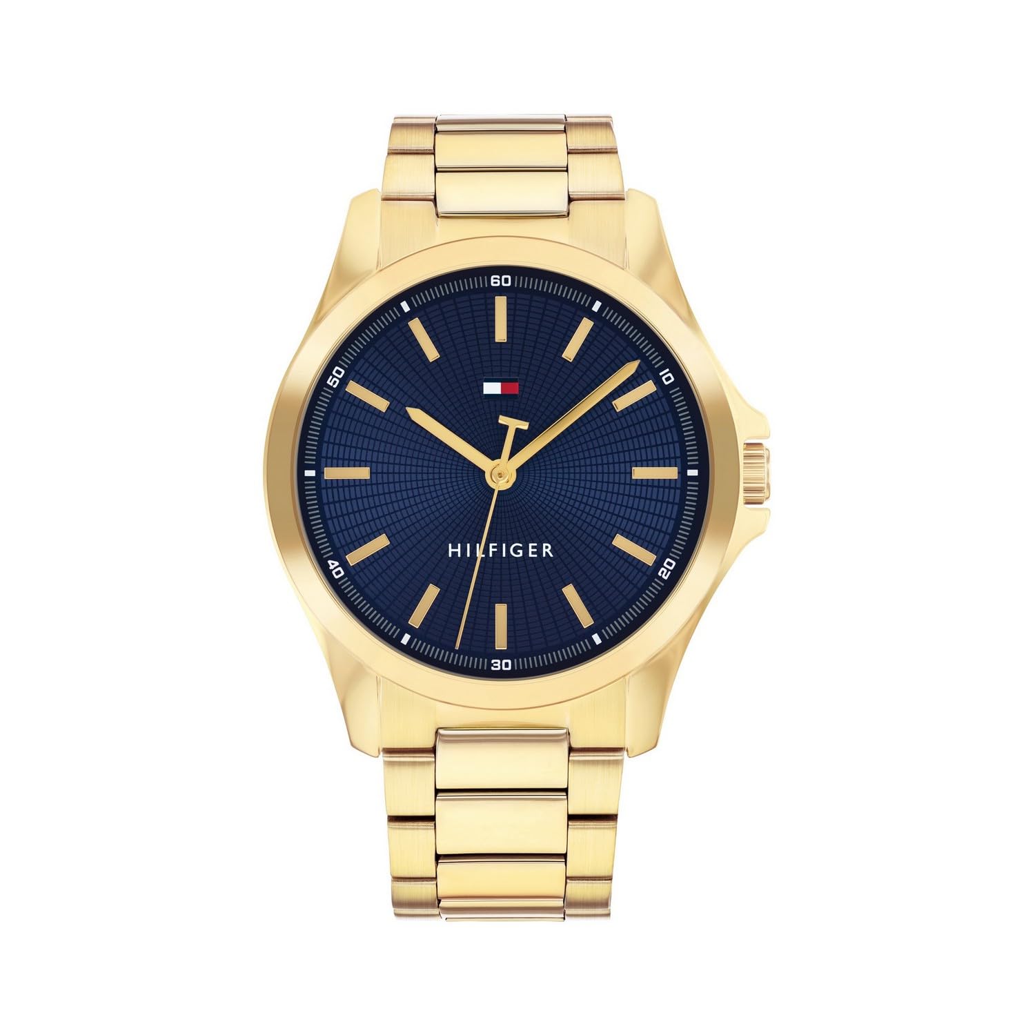 Tommy Hilfiger Quartz Analog With Blue Dial Gold Stainless Steel Strap Watch For Men  Th1710679