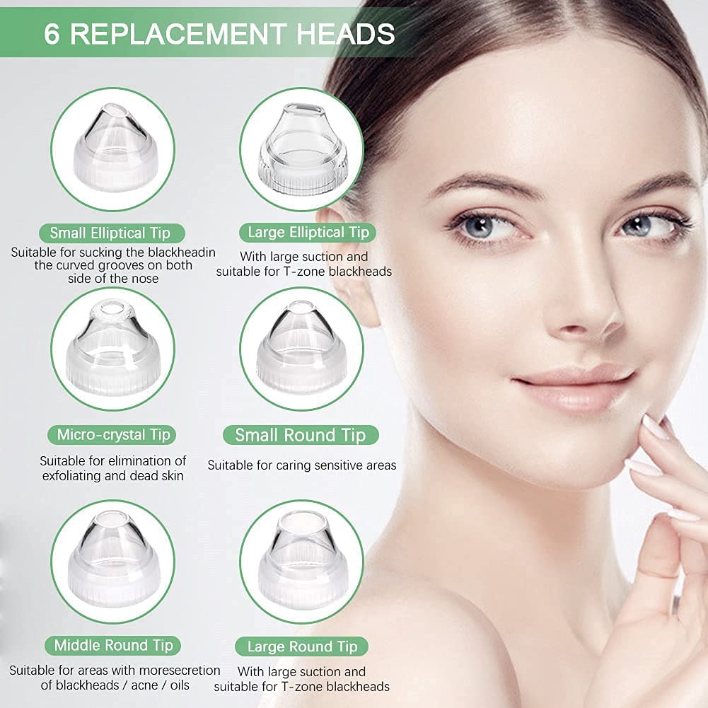 Prabensei Blackhead Remover Pore Vacuum, WiFi Facial Cleanser with HD Camera, 1 Count, White, ABS, Model 1, 6 Suction Heads