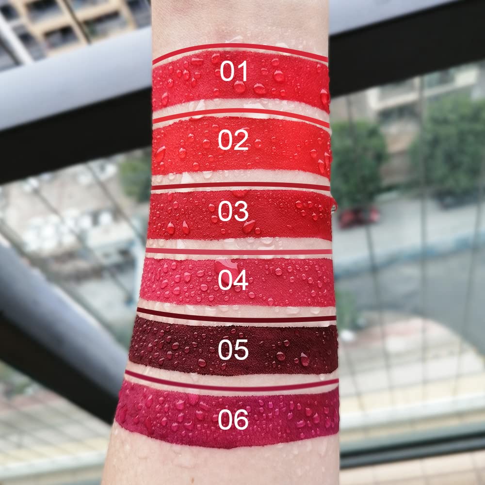 Evpct 6Pcs Dark Red Mauve Purple Plum Matte Lip Stain Lip Liner And Lipstick Set Long Lasting Waterproof Labiales Matte Mate Lar