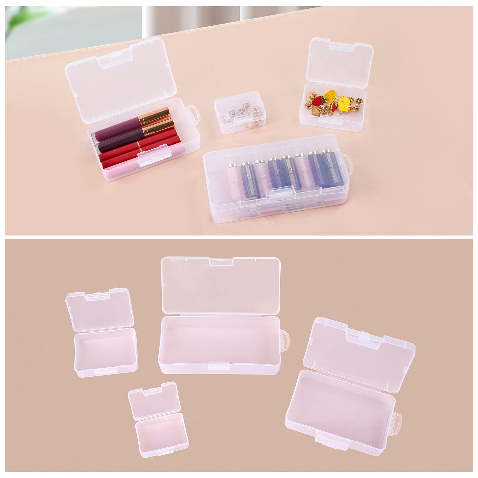 Ocheal Makeup Organizer Case,Stackable Clear Makeup Organizer Holder, Multi-Size Makeup Case Vanity Storage Holder Set For Makeu