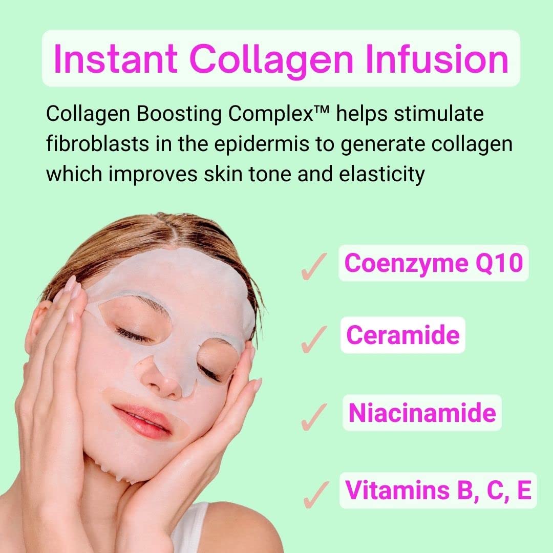 Paradisegal 10 Face Masks Korean Skin Care - Soothing Collagen Infuser With Rice, Coenzyme Q10, Niacinamide, Ceramide | Best Fac