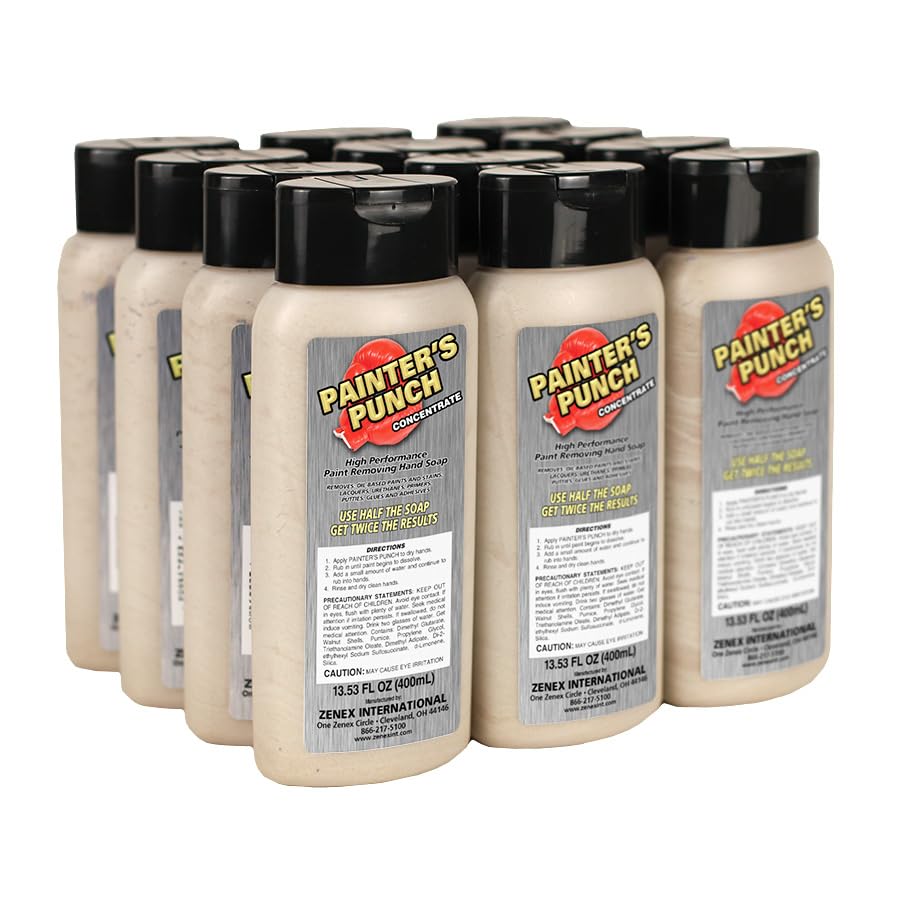 Zenex Painters Punch Hand Cleaner - Industrial Strength Solvent-Free Paint Removing Soap with Walnut Scrubbers | Moisturizes Ski