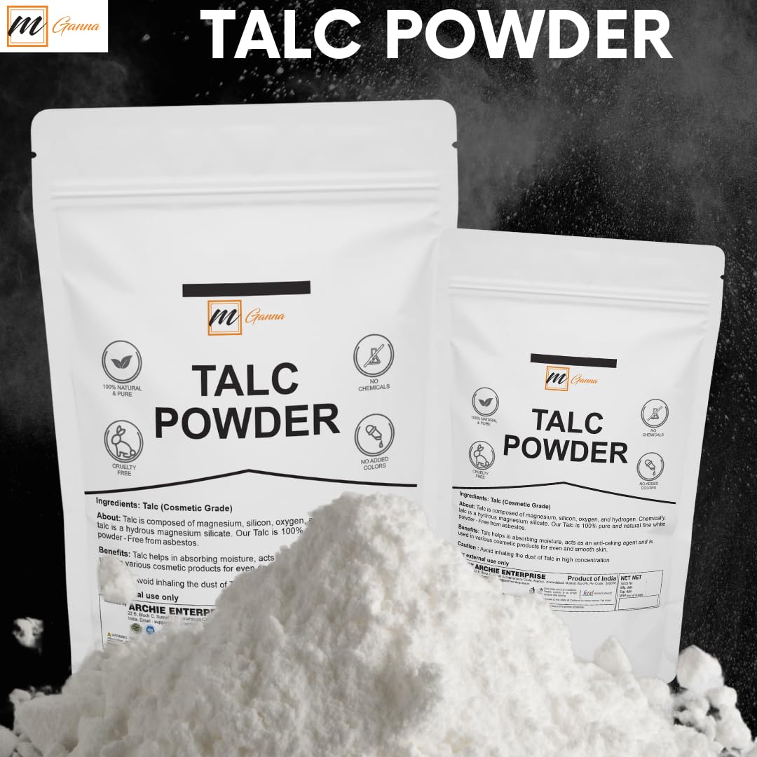 Mganna 100% Natural Talc Powder For Facial Make-Up, Absorption, Lubrication, And Multi-Purpose 0.5 Lbs / 227 Gms