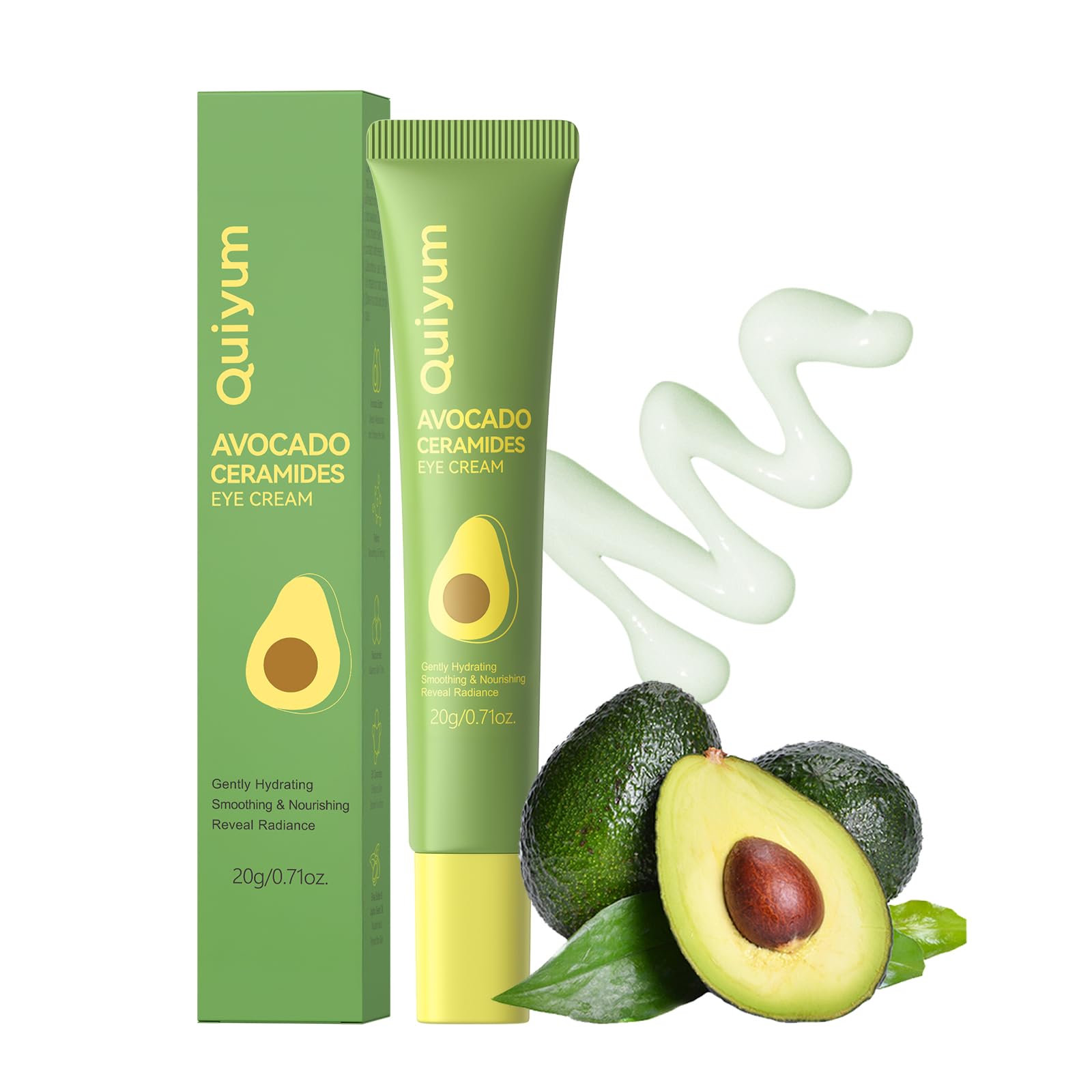 QUIYUM Avocado & Ceramide Eye Cream for Daily Moisture Care, 0.7 oz