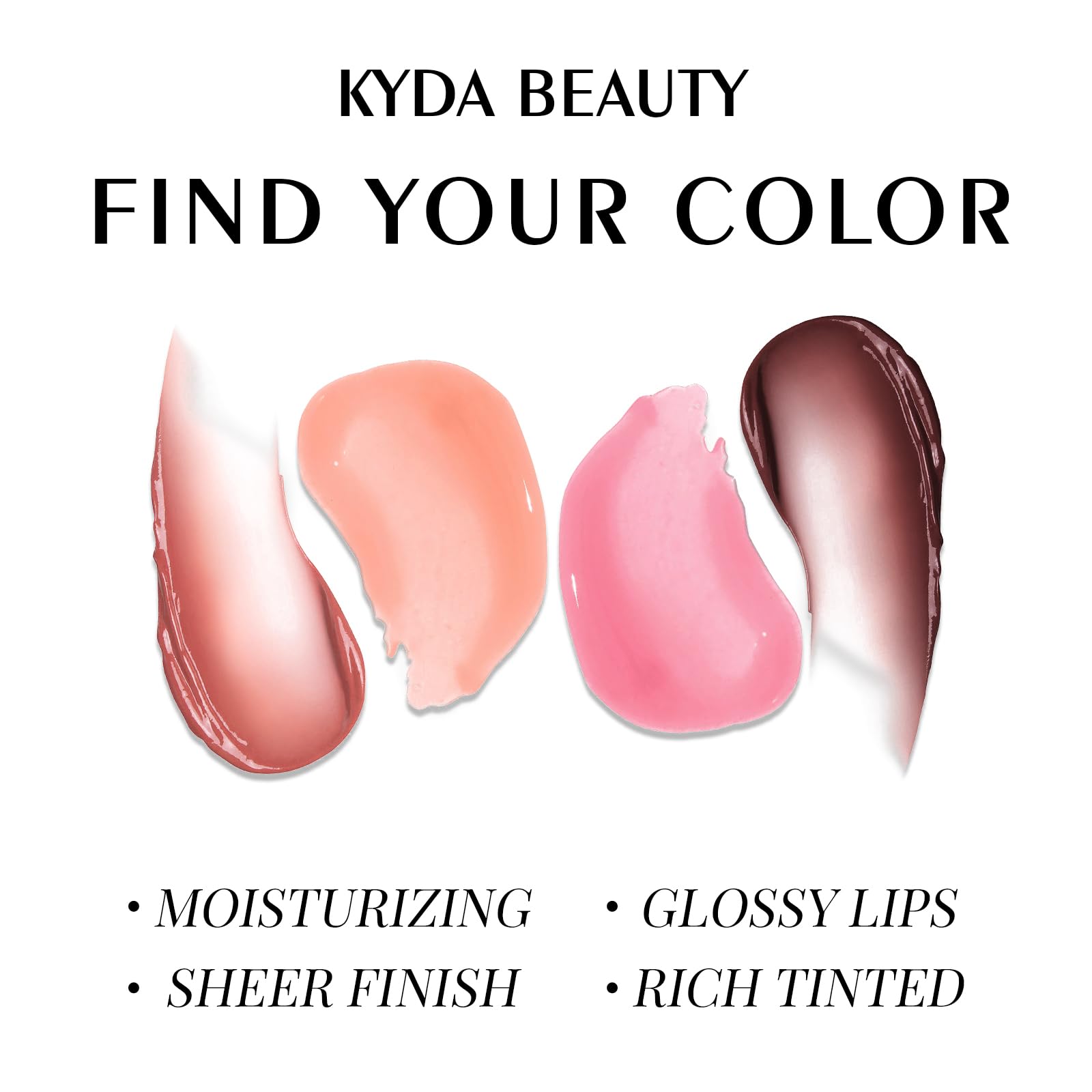 KYDA Tinted Lip Balm, Hydrating Sheer Formula Lip Balm, Natural Glossy Finish, Moisturizing Lip Care Balm for Dry Lips, Black Ca