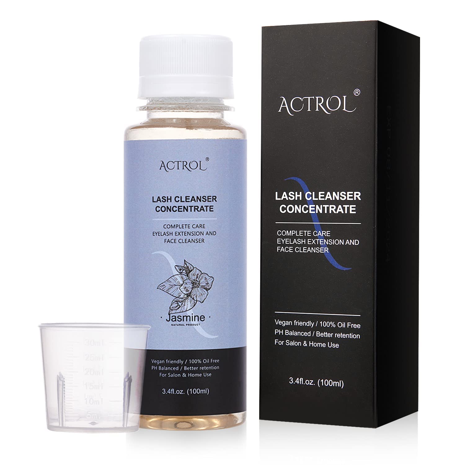 ACTROL Eyelash Cleanser Concentrate 100ml Jasmine Professional Lash Shampoo Foaming Cleanser Paraben & Sulfate Free Non-lrritati