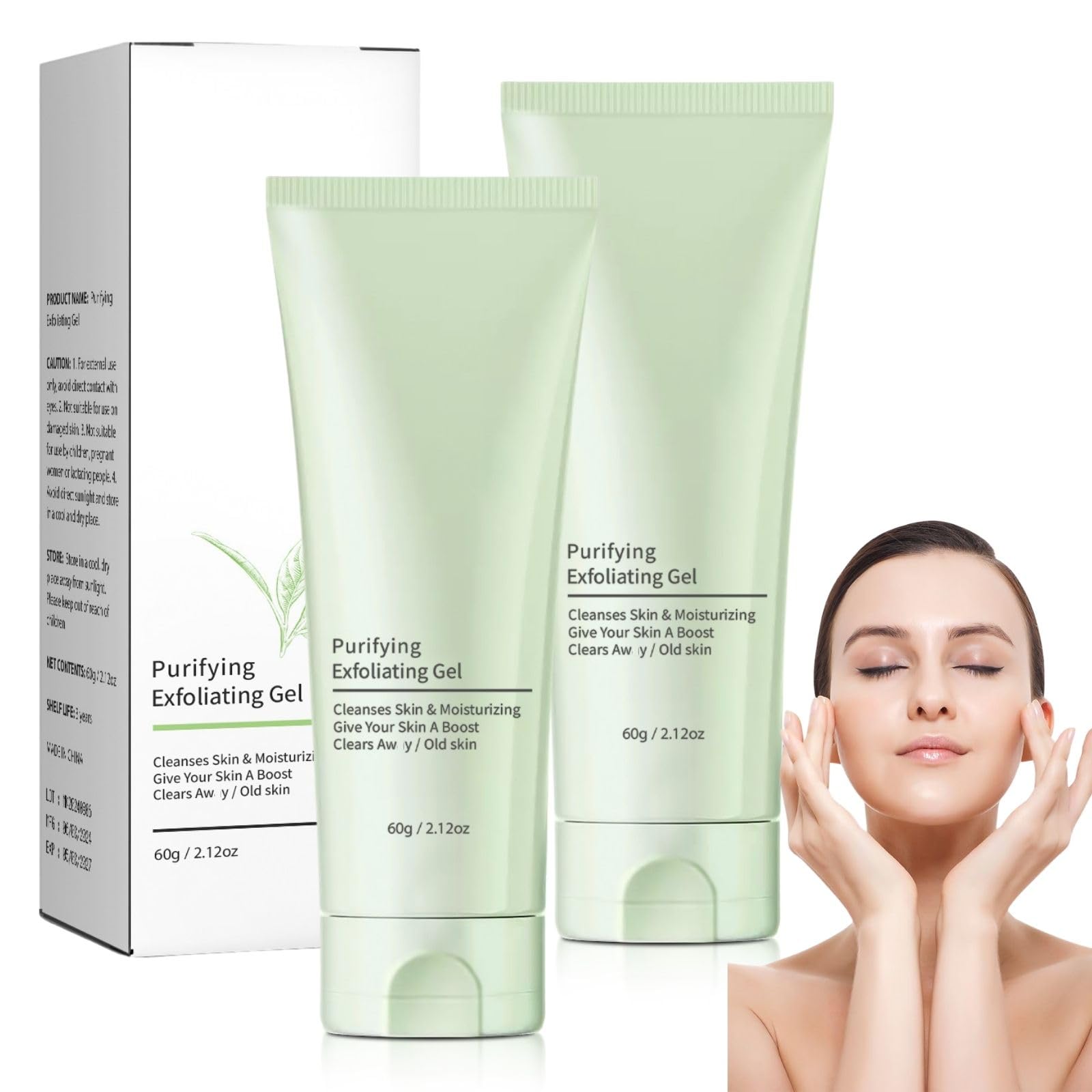 2PCS Purifying Exfoliating Gel, Exfoliating Gel, Purifying Exfoliating Moisturizing Gel, Purifying Exfoliating Scrub, Cleansing 