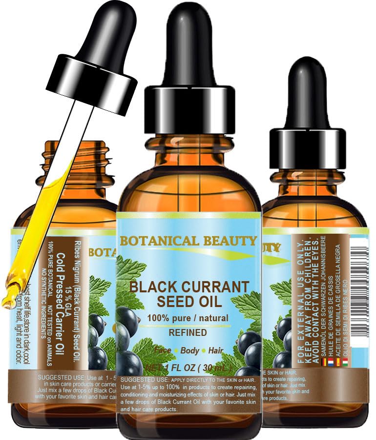 Black Currant Seed Oil 100% Pure Natural Undiluted Refined Cold Pressed Carrier Oil. 1 Fl.Oz. - 30 Ml For Face, Skin, Hair, Lip,